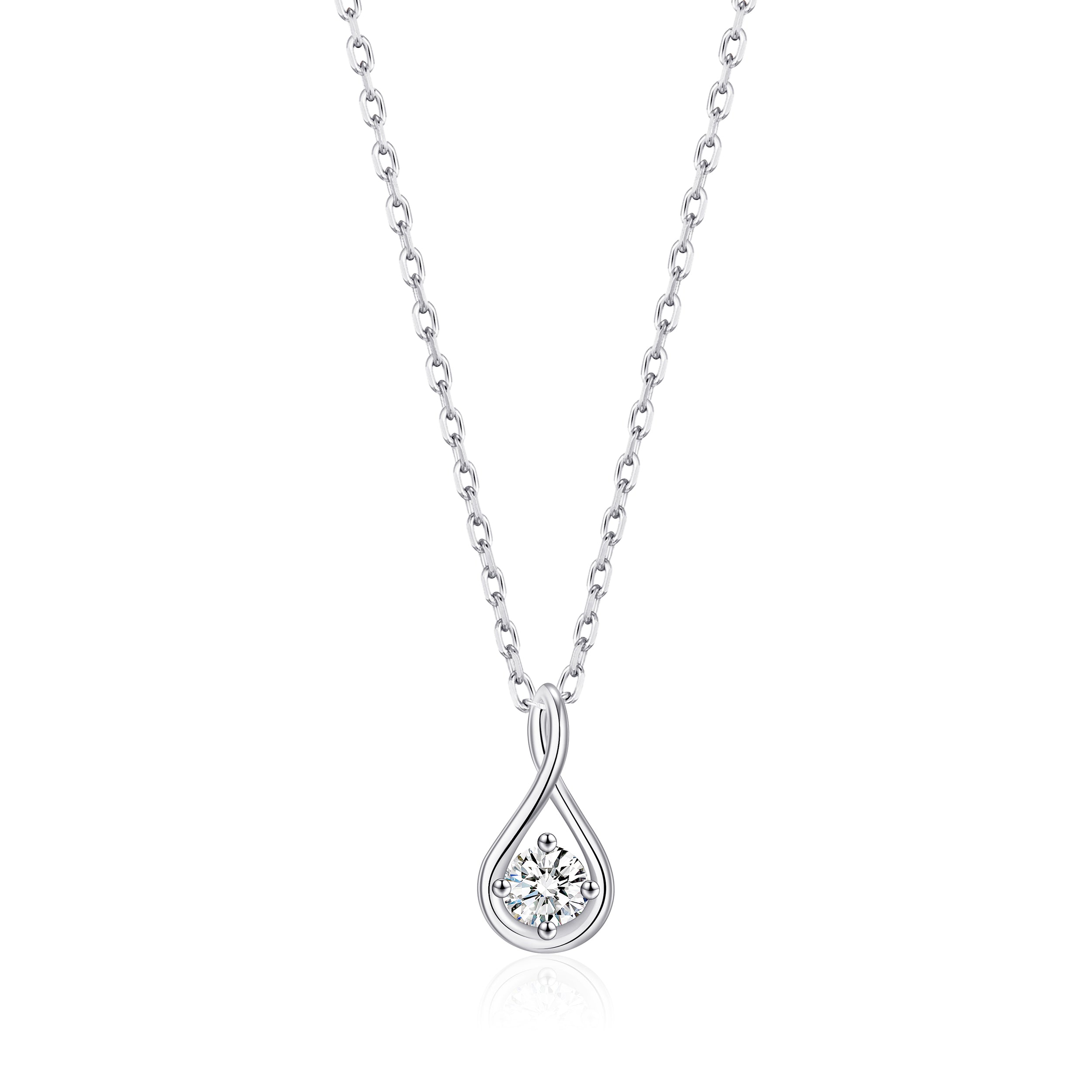 Sterling Silver Teardrop Twist Necklace Created with Zircondia® Crystals