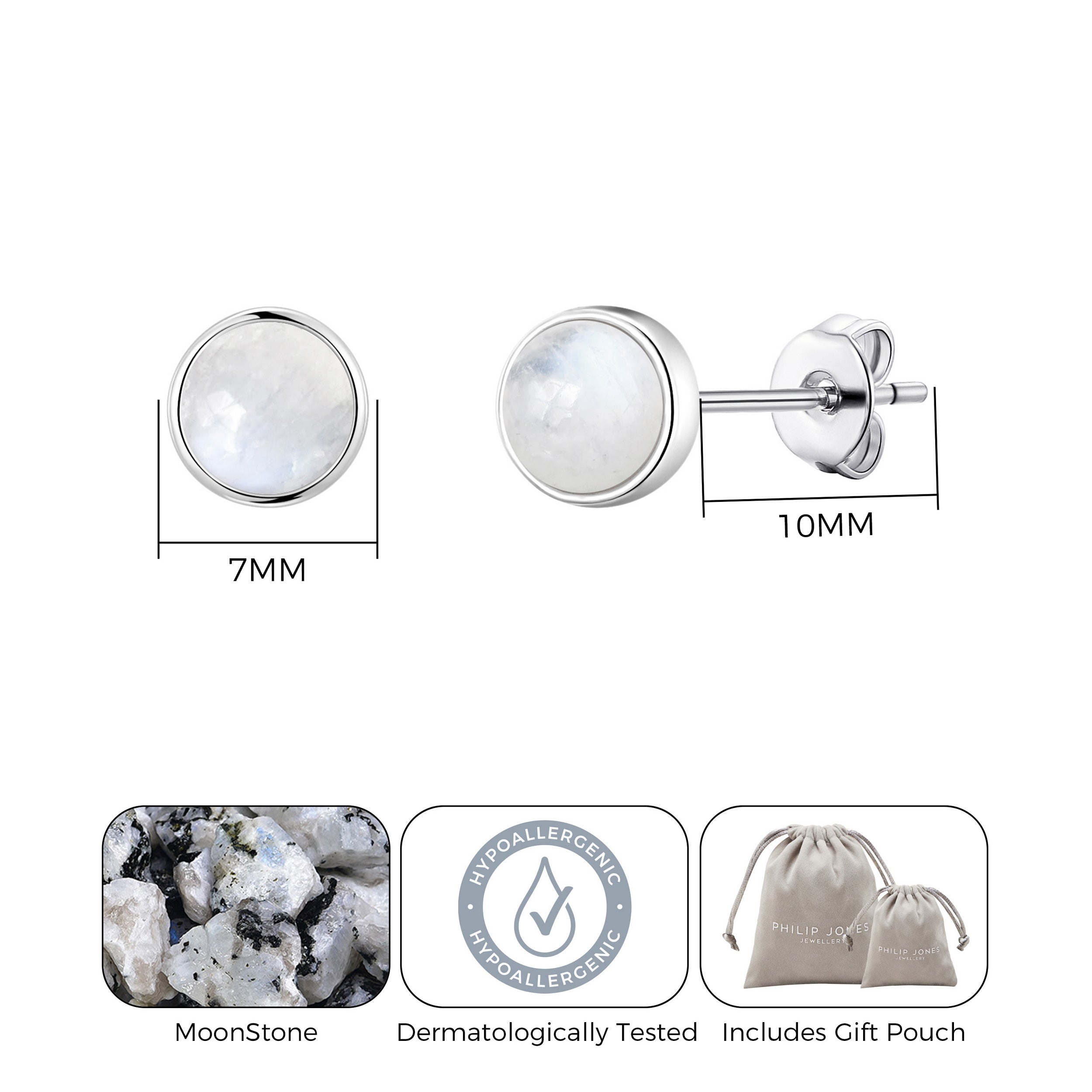 Moonstone Stud Earrings