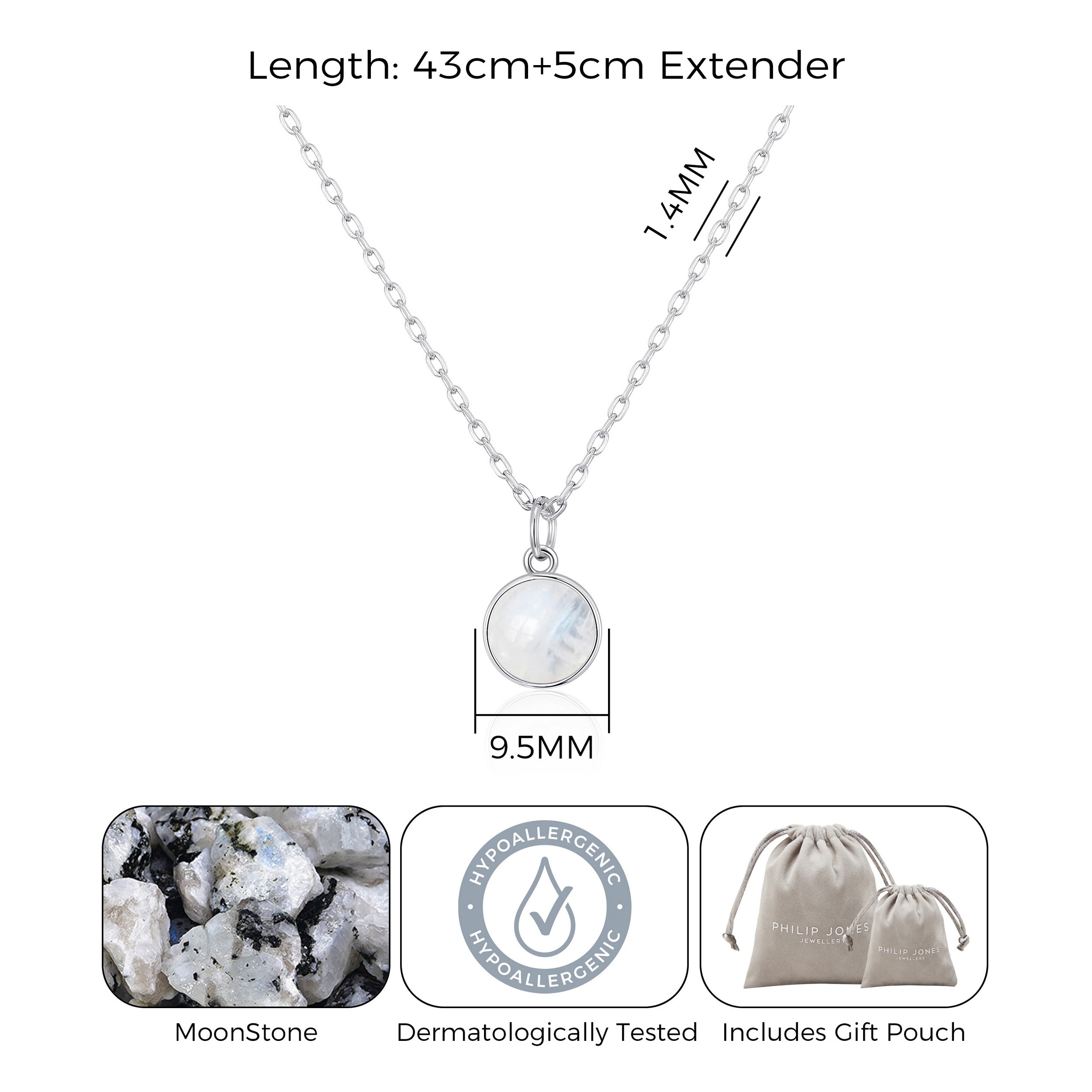 Moonstone Necklace with Quote Card