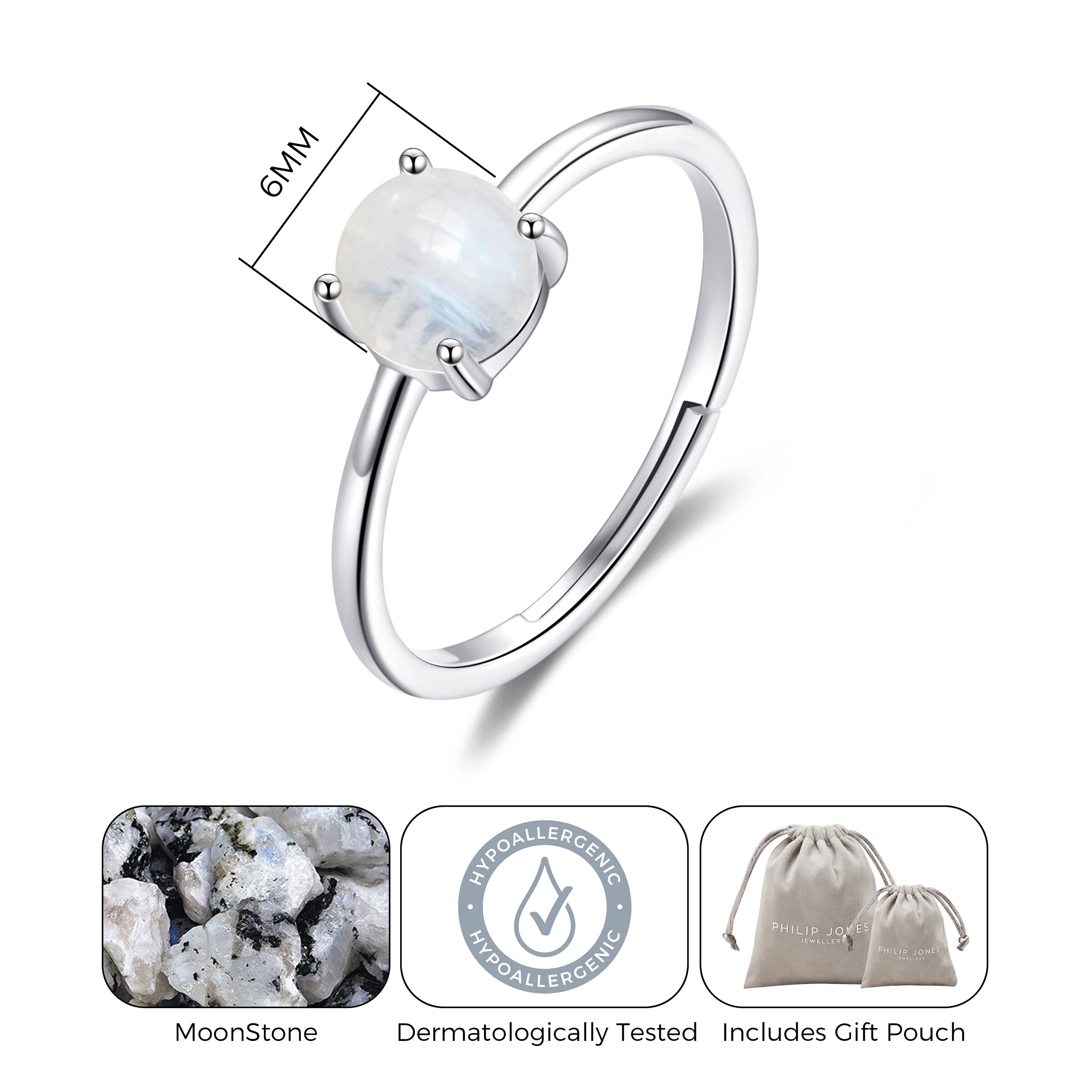 Moonstone Adjustable Ring