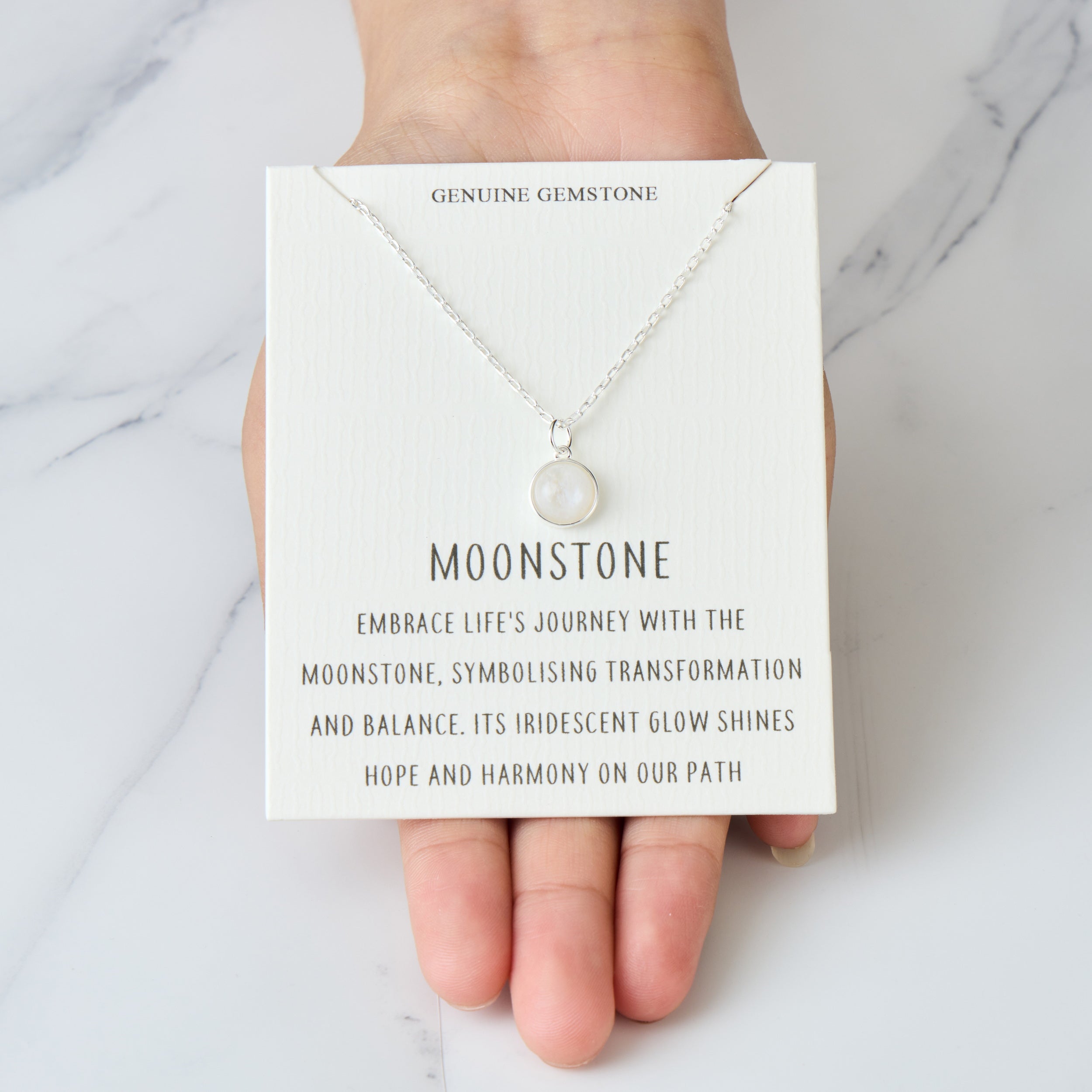 Moonstone Necklace with Quote Card