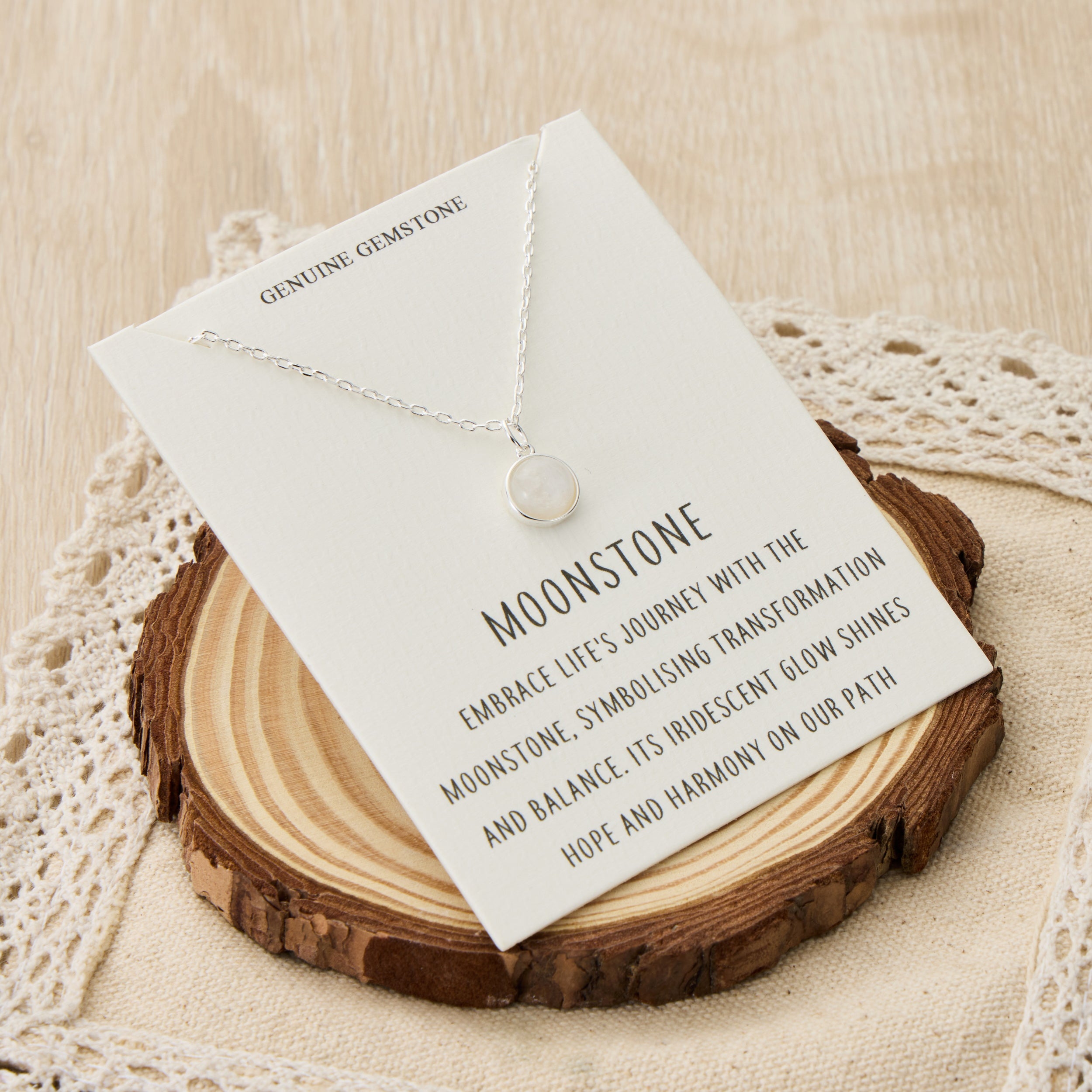 Moonstone Necklace with Quote Card