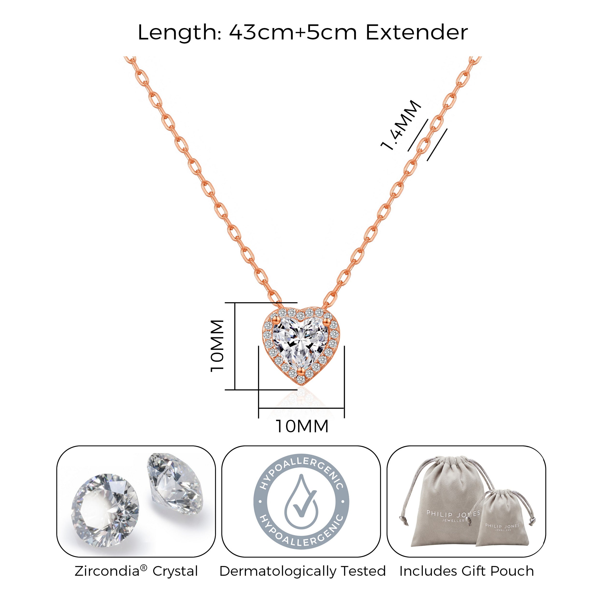 Rose Gold Plated Heart Halo Necklace Created with Zircondia® Crystals