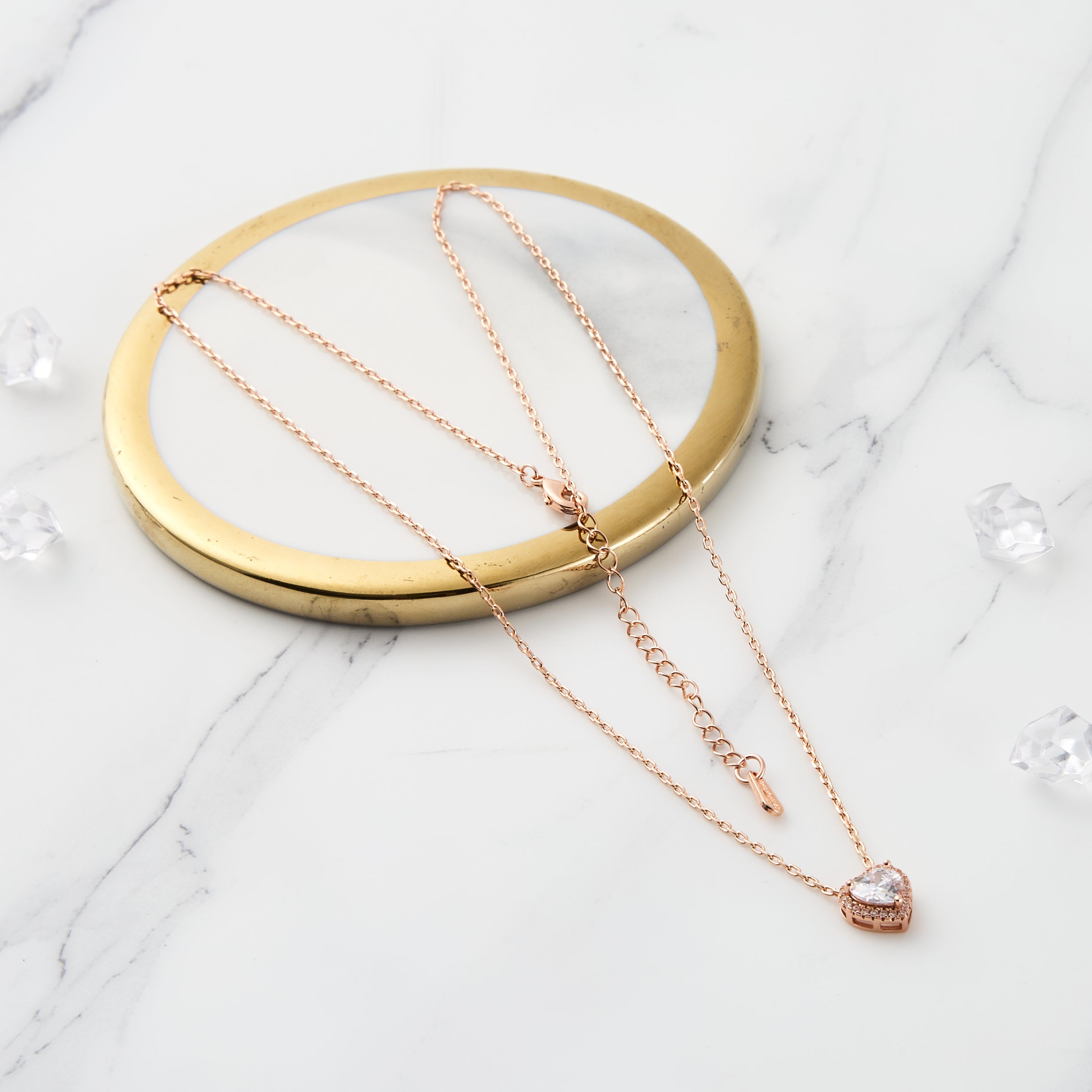 Rose Gold Plated Heart Halo Necklace Created with Zircondia® Crystals