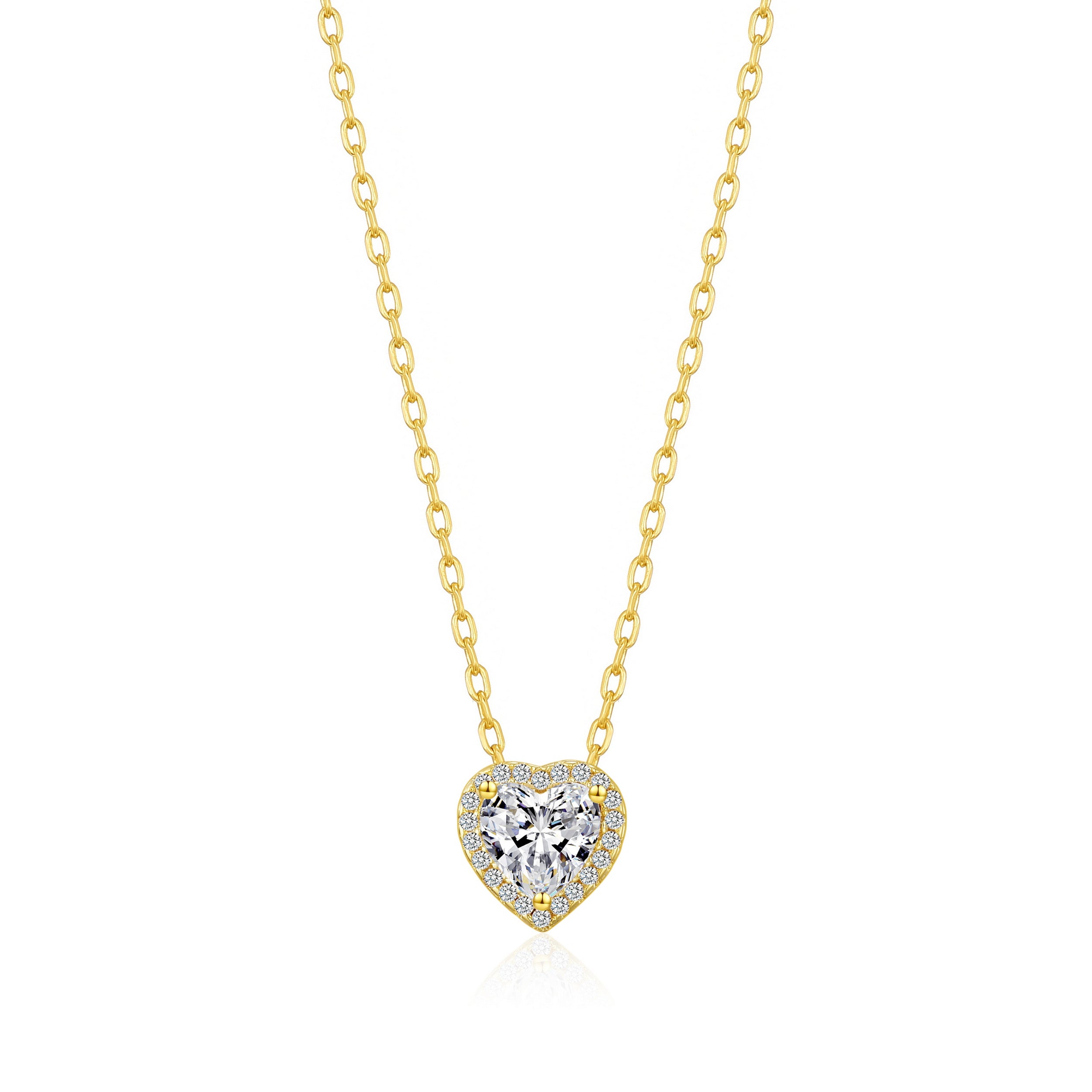 Gold Plated Heart Halo Necklace Created with Zircondia® Crystals