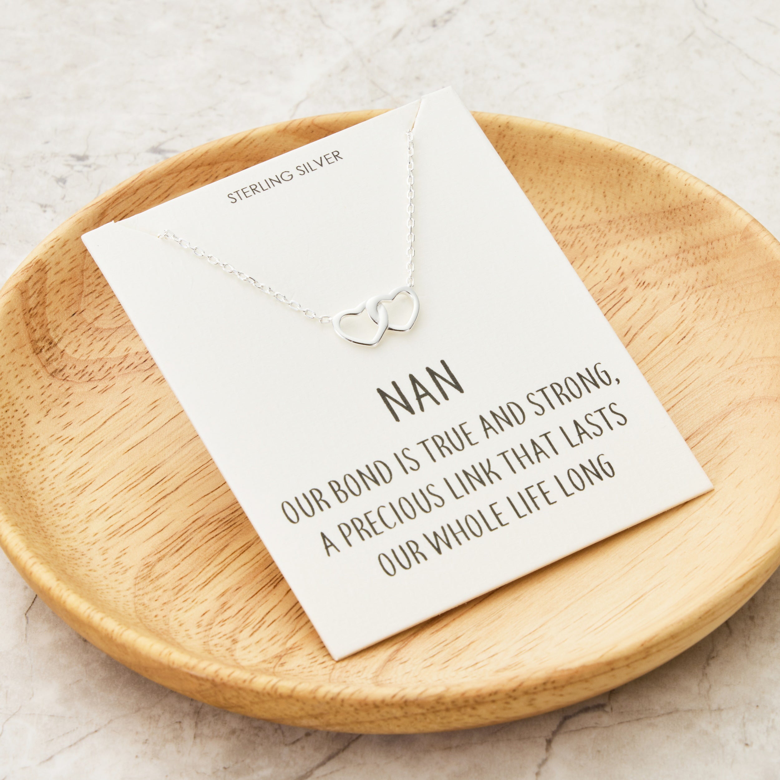 Sterling Silver Nan Quote Heart Link Necklace