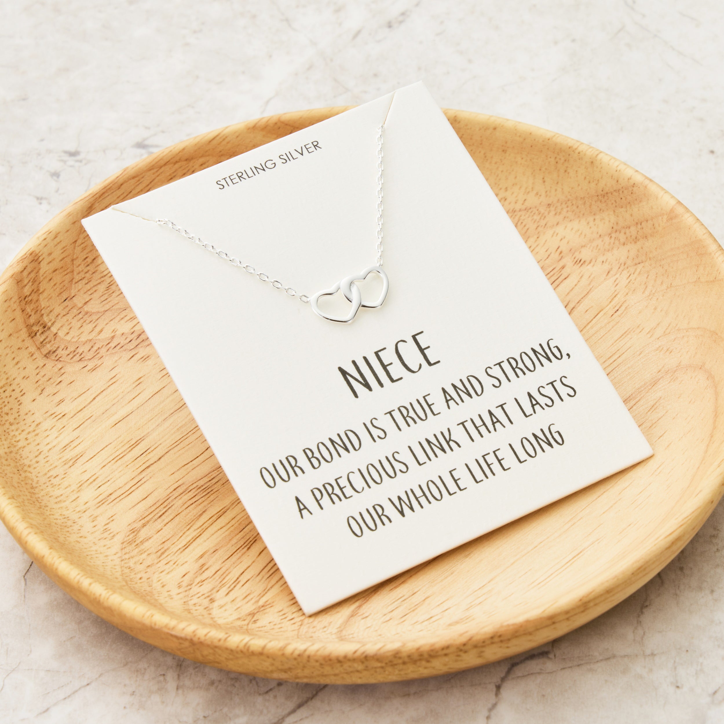 Sterling Silver Niece Quote Heart Link Necklace