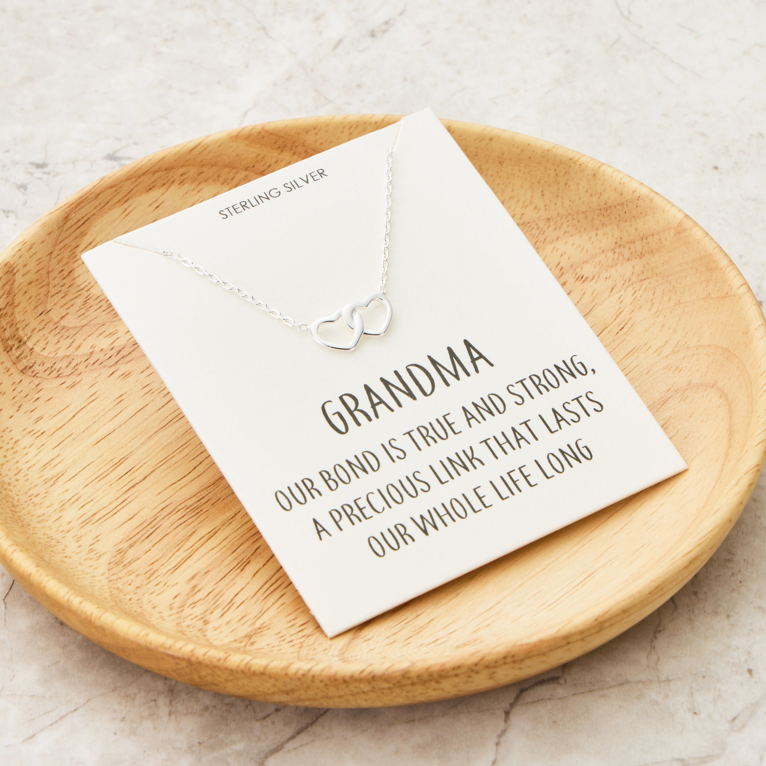 Sterling Silver Grandma Quote Heart Link Necklace