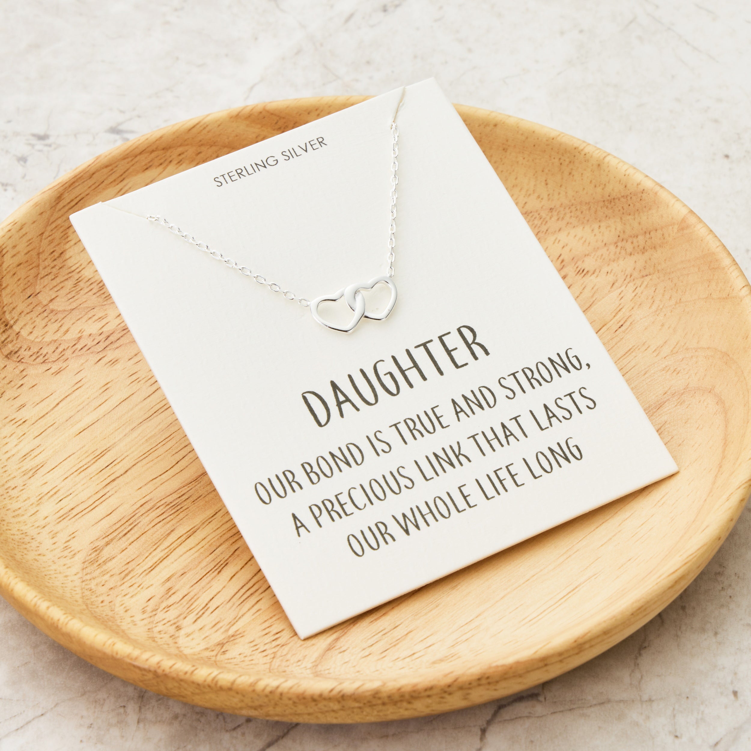 Sterling Silver Daughter Quote Heart Link Necklace