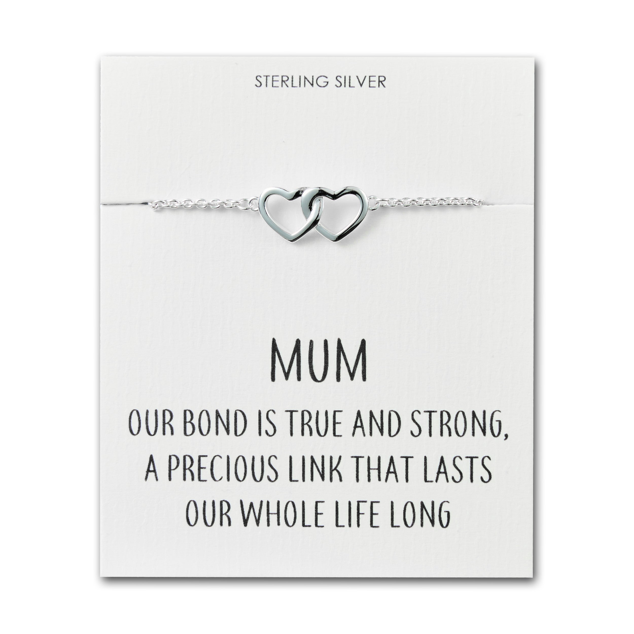 Sterling Silver Mum Quote Heart Link Bracelet