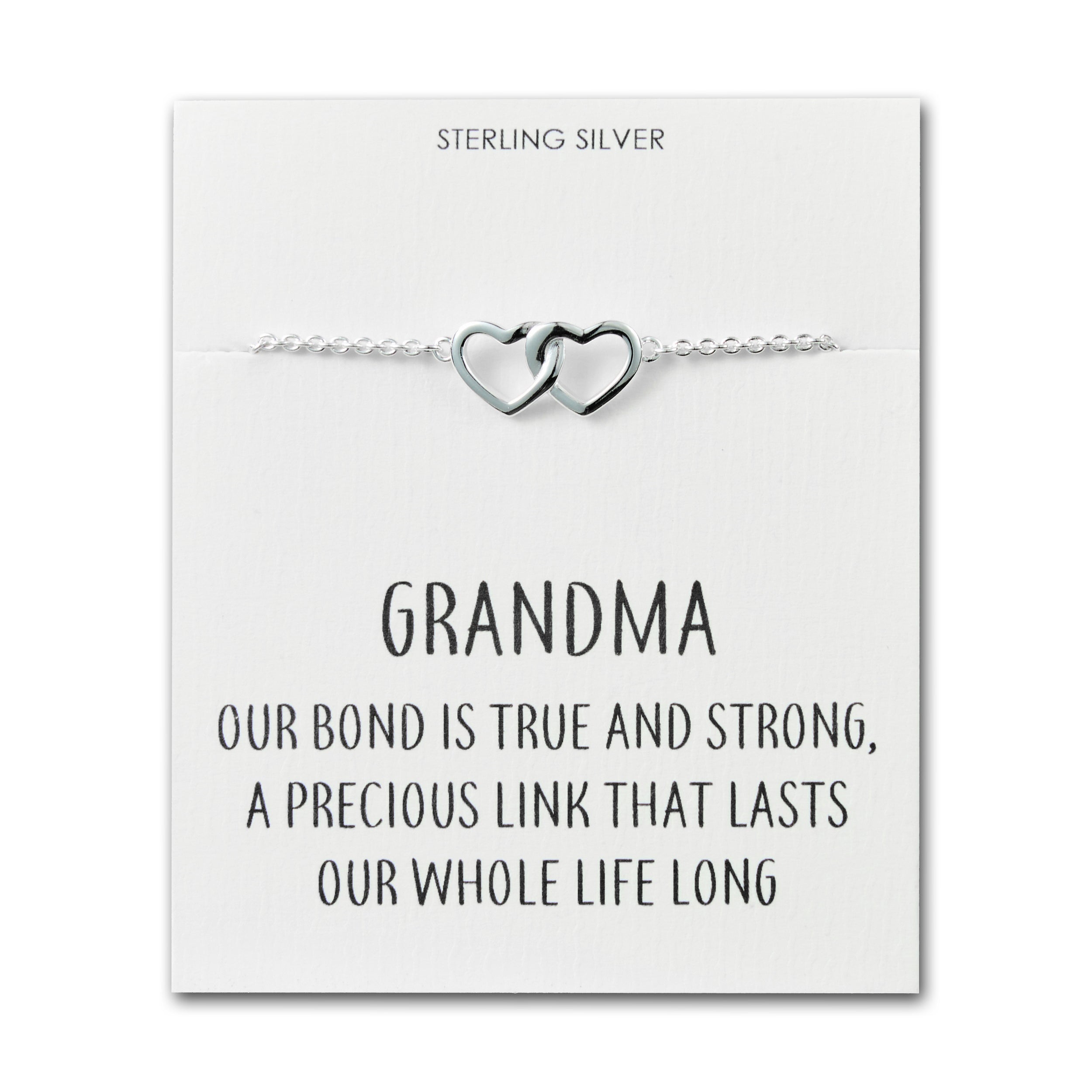 Sterling Silver Grandma Quote Heart Link Bracelet