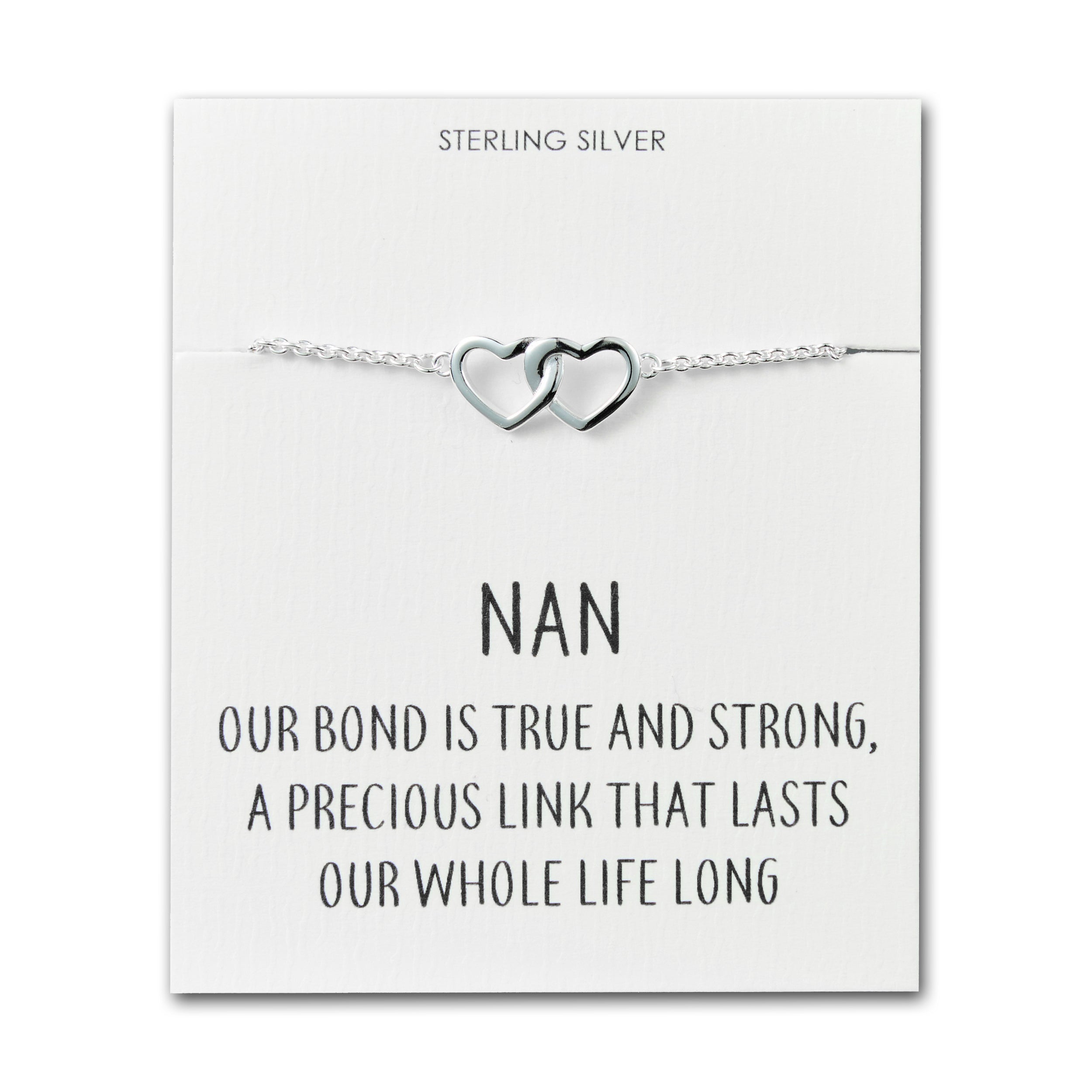 Sterling Silver Nan Quote Heart Link Bracelet