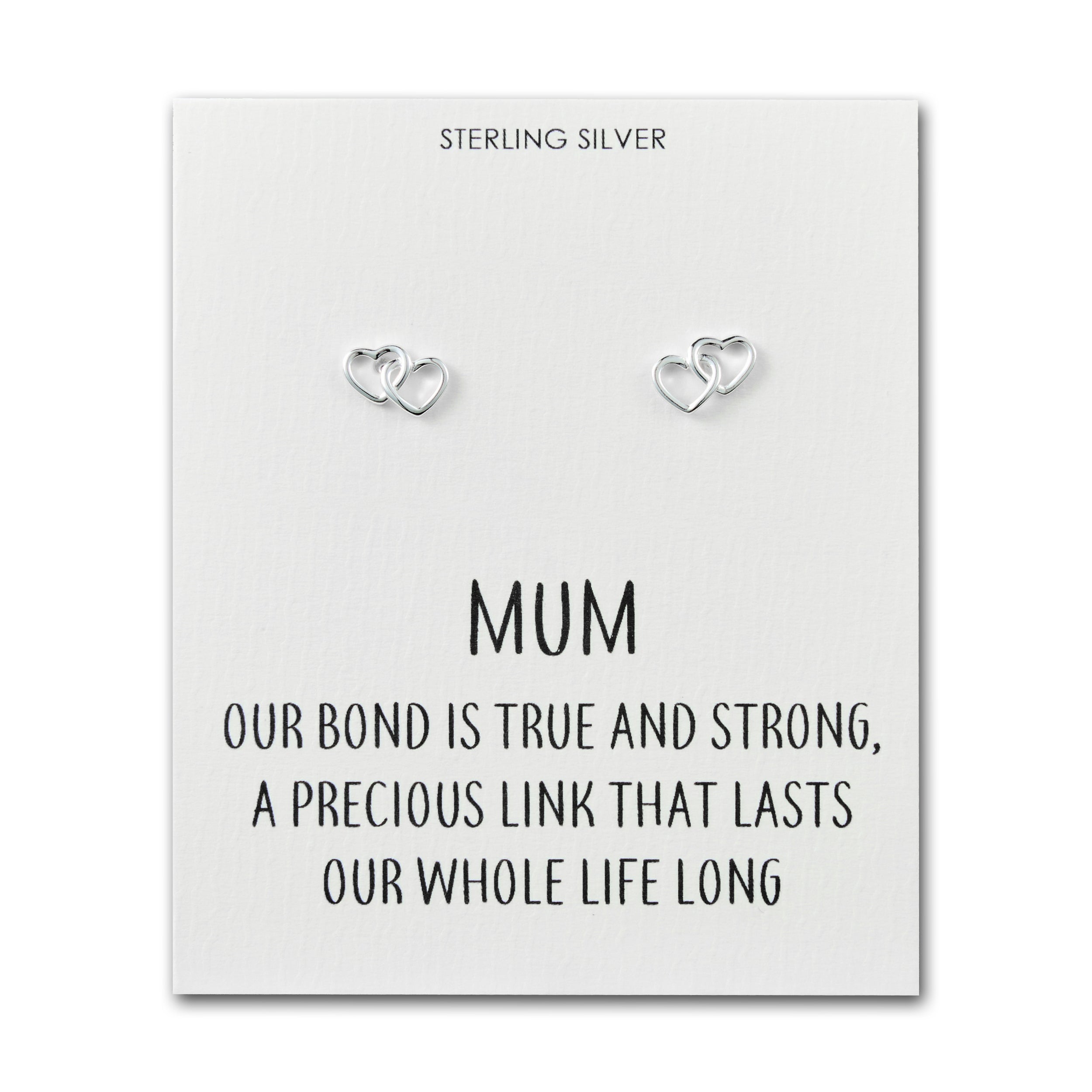 Sterling Silver Mum Quote Heart Link Earrings