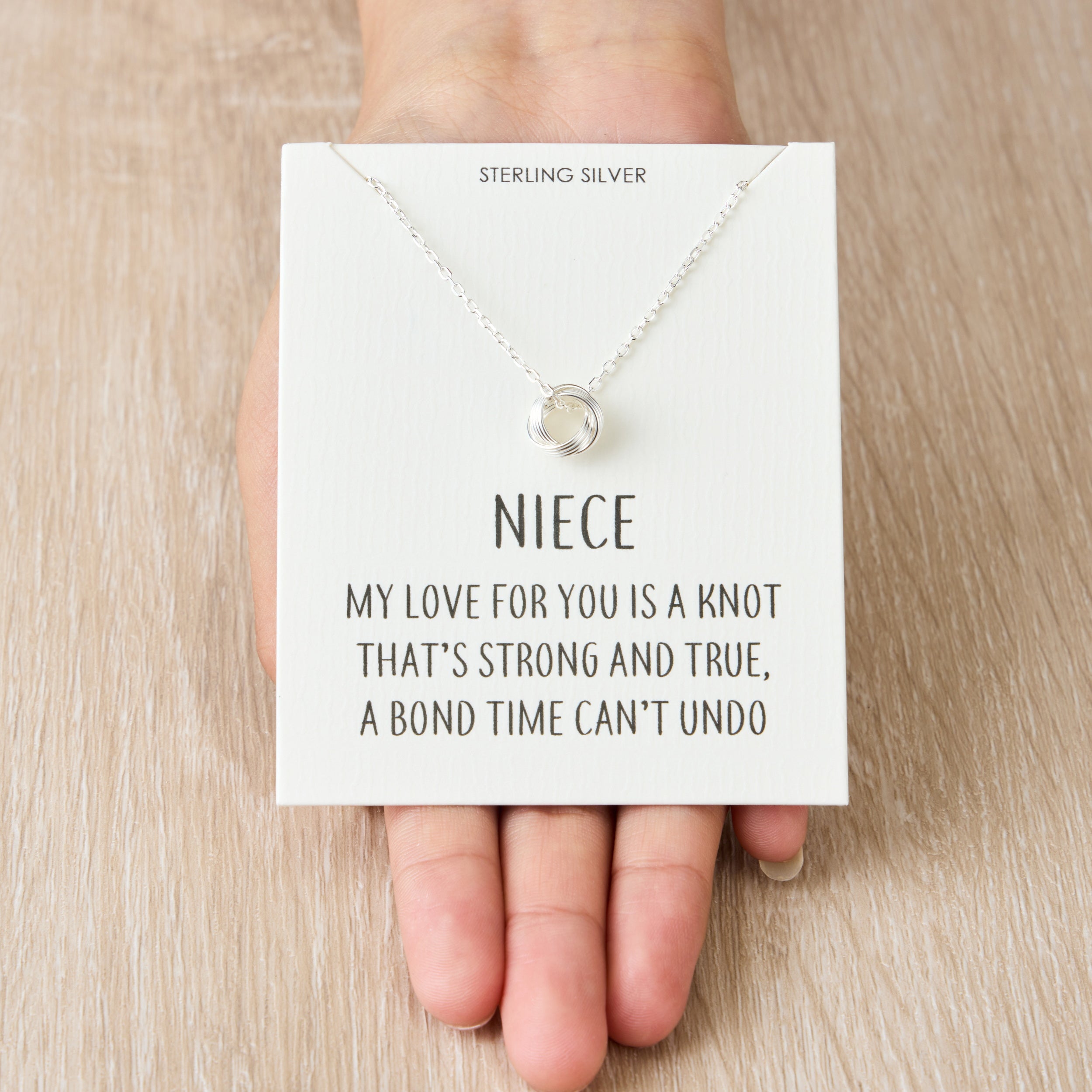 Sterling Silver Niece Quote Knot Necklace