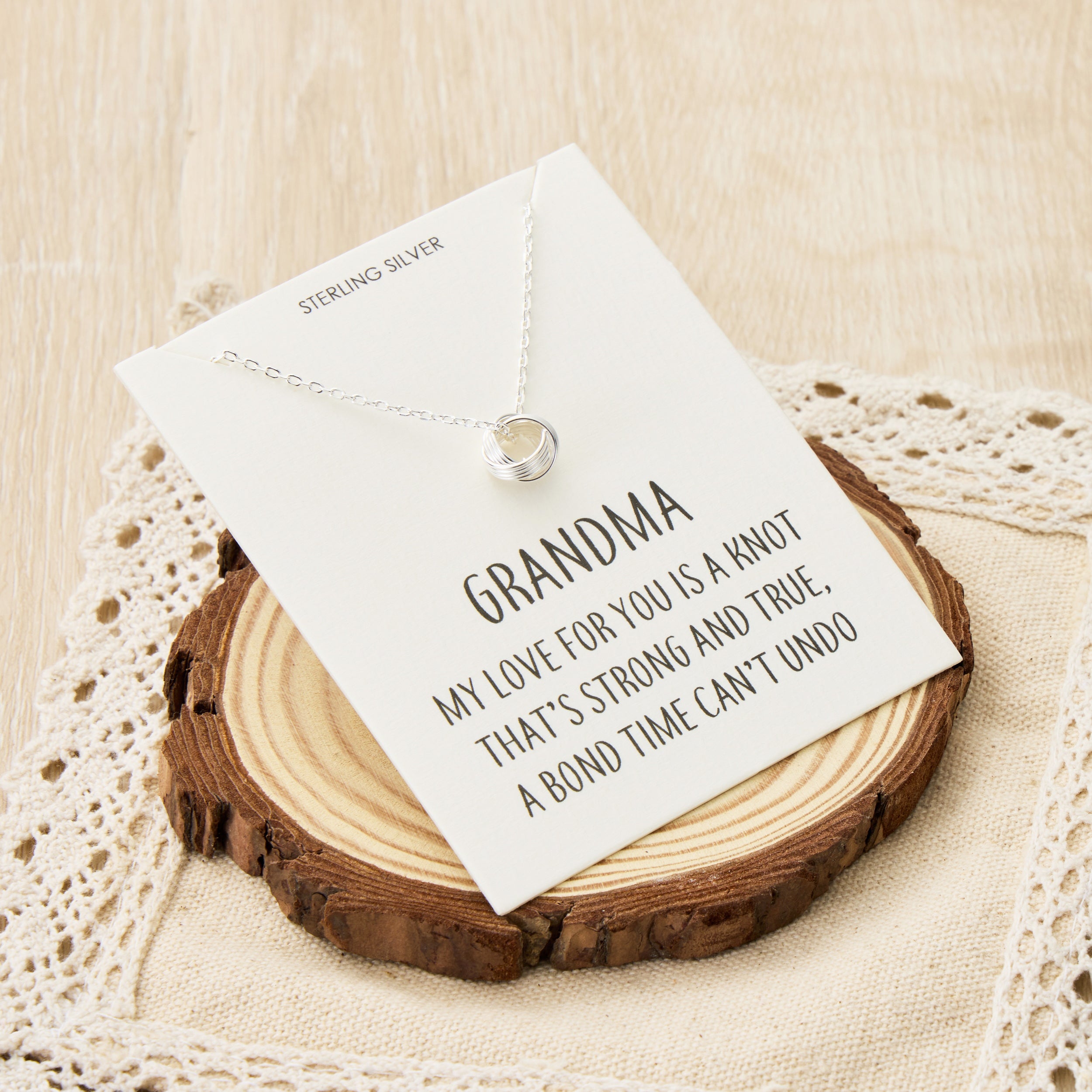 Sterling Silver Grandma Quote Knot Necklace