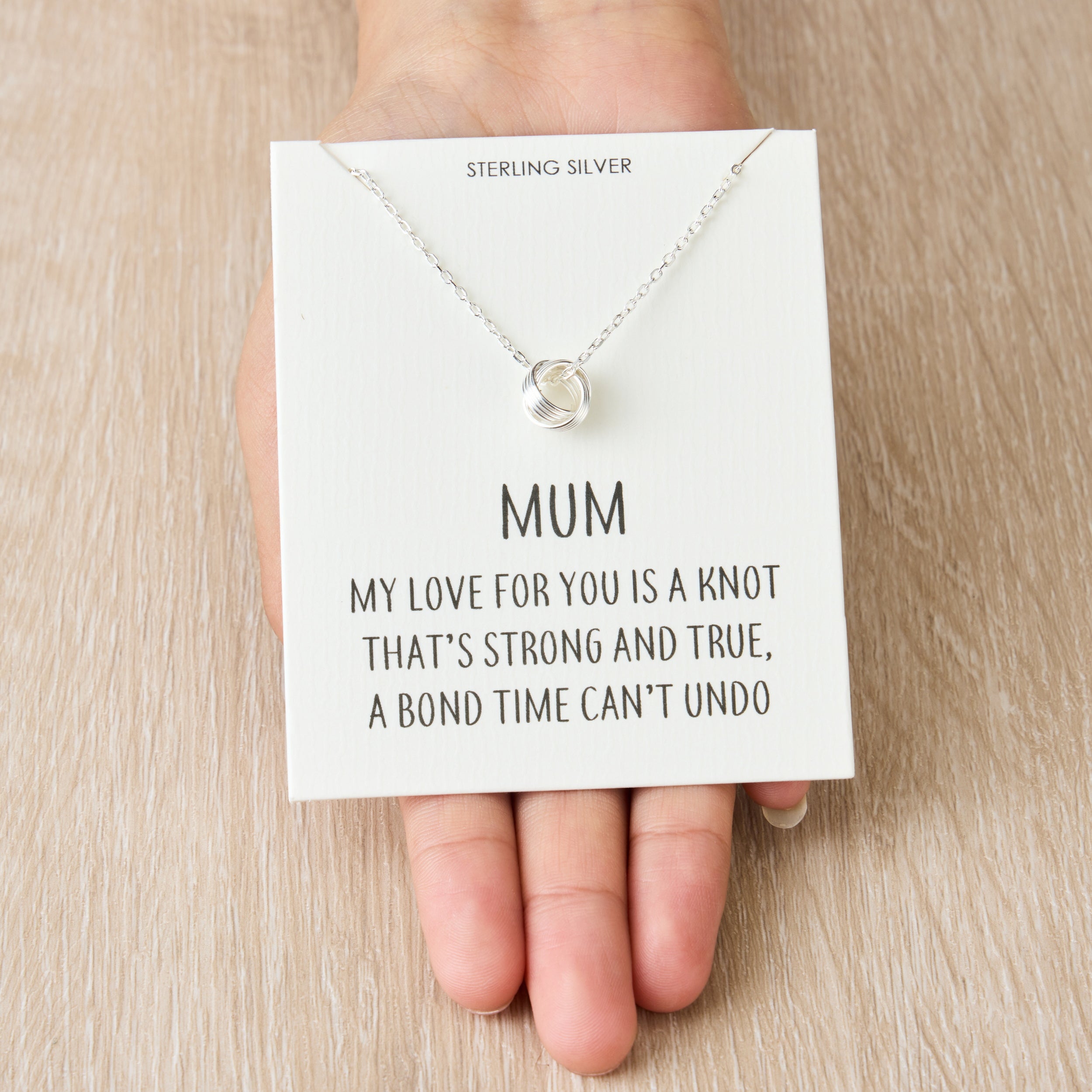 Sterling Silver Mum Quote Knot Necklace