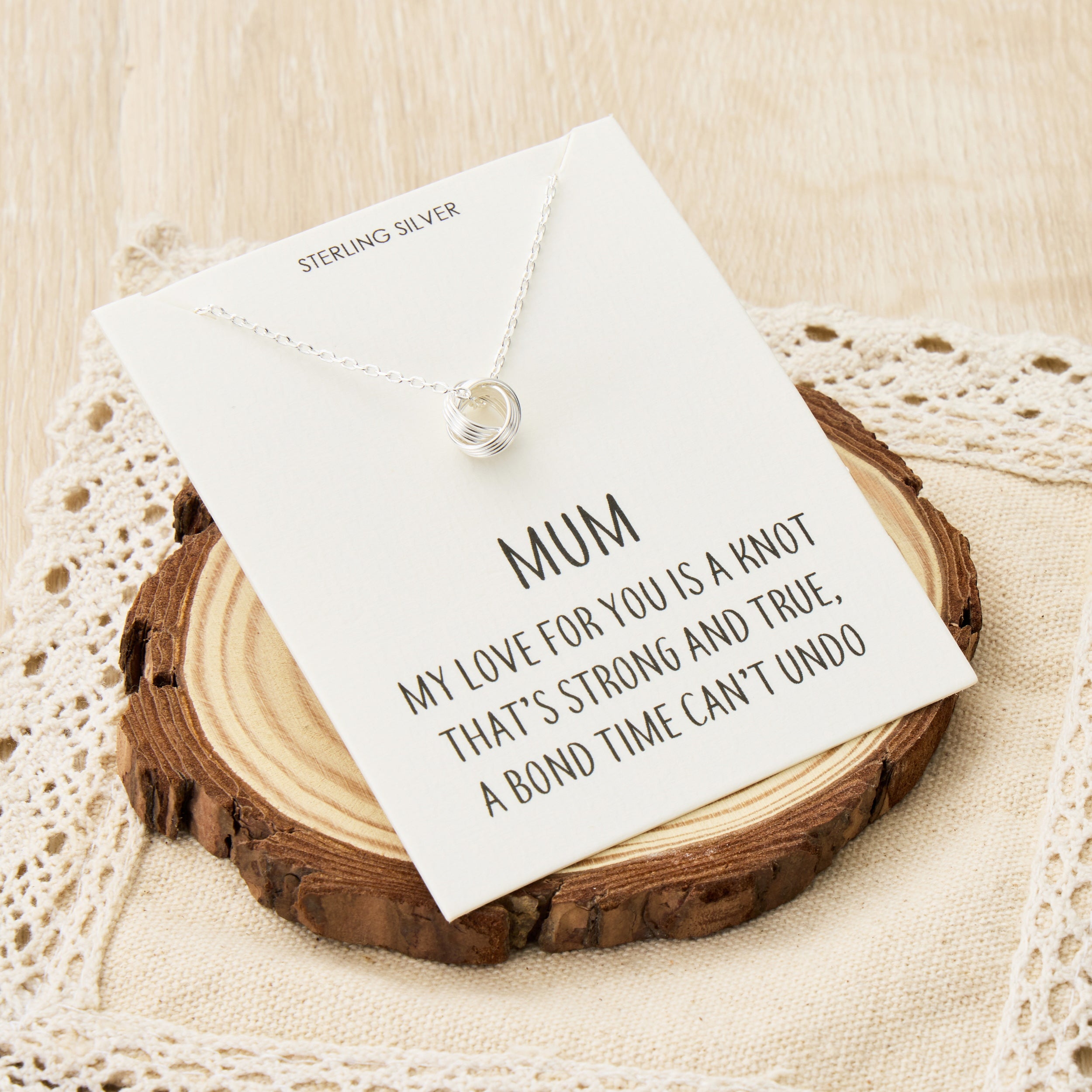 Sterling Silver Mum Quote Knot Necklace