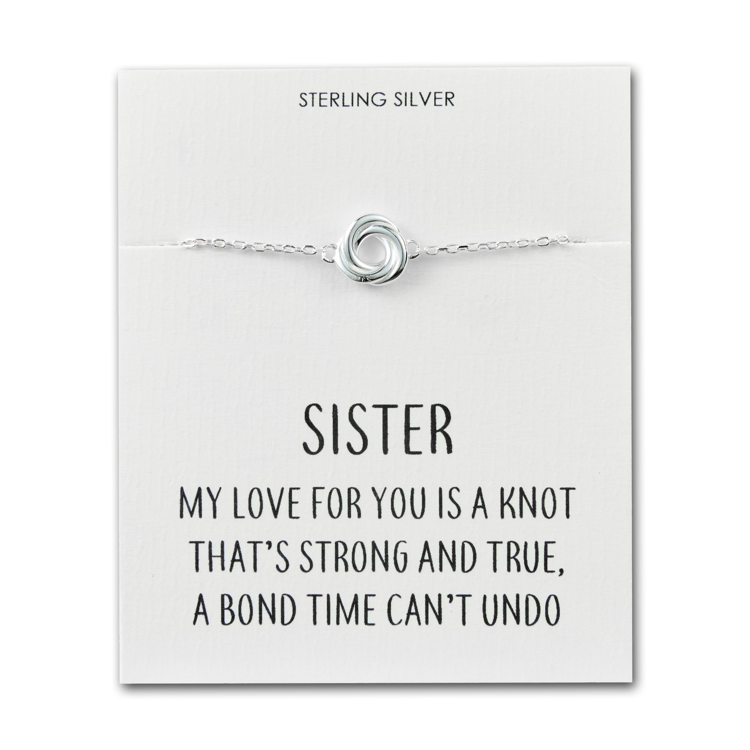 Sterling Silver Sister Quote Knot Bracelet