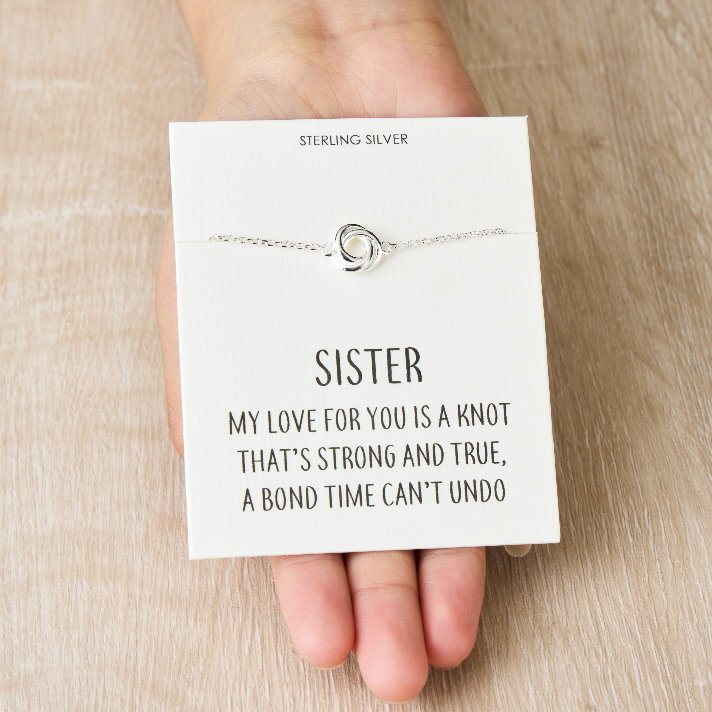 Sterling Silver Sister Quote Knot Bracelet