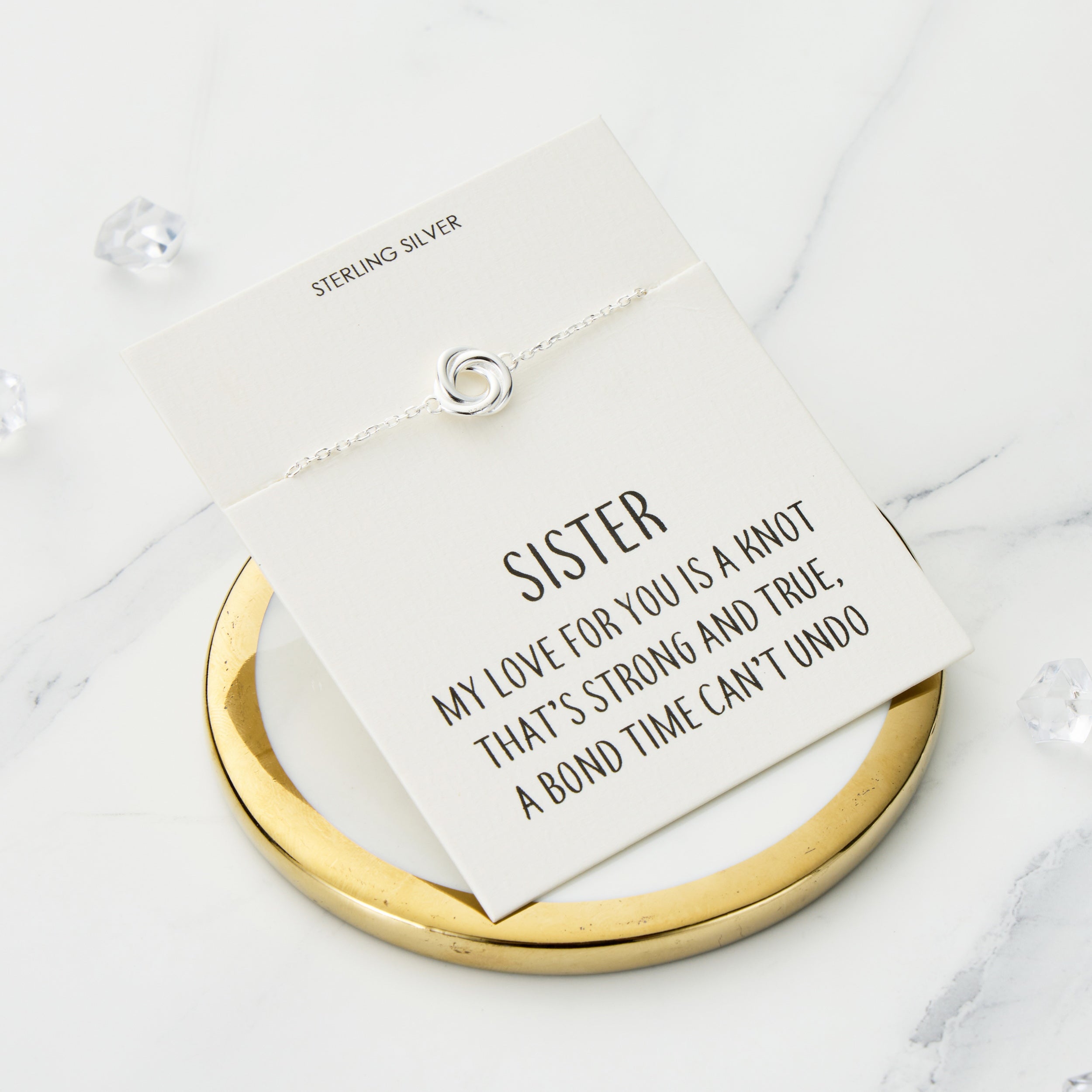 Sterling Silver Sister Quote Knot Bracelet