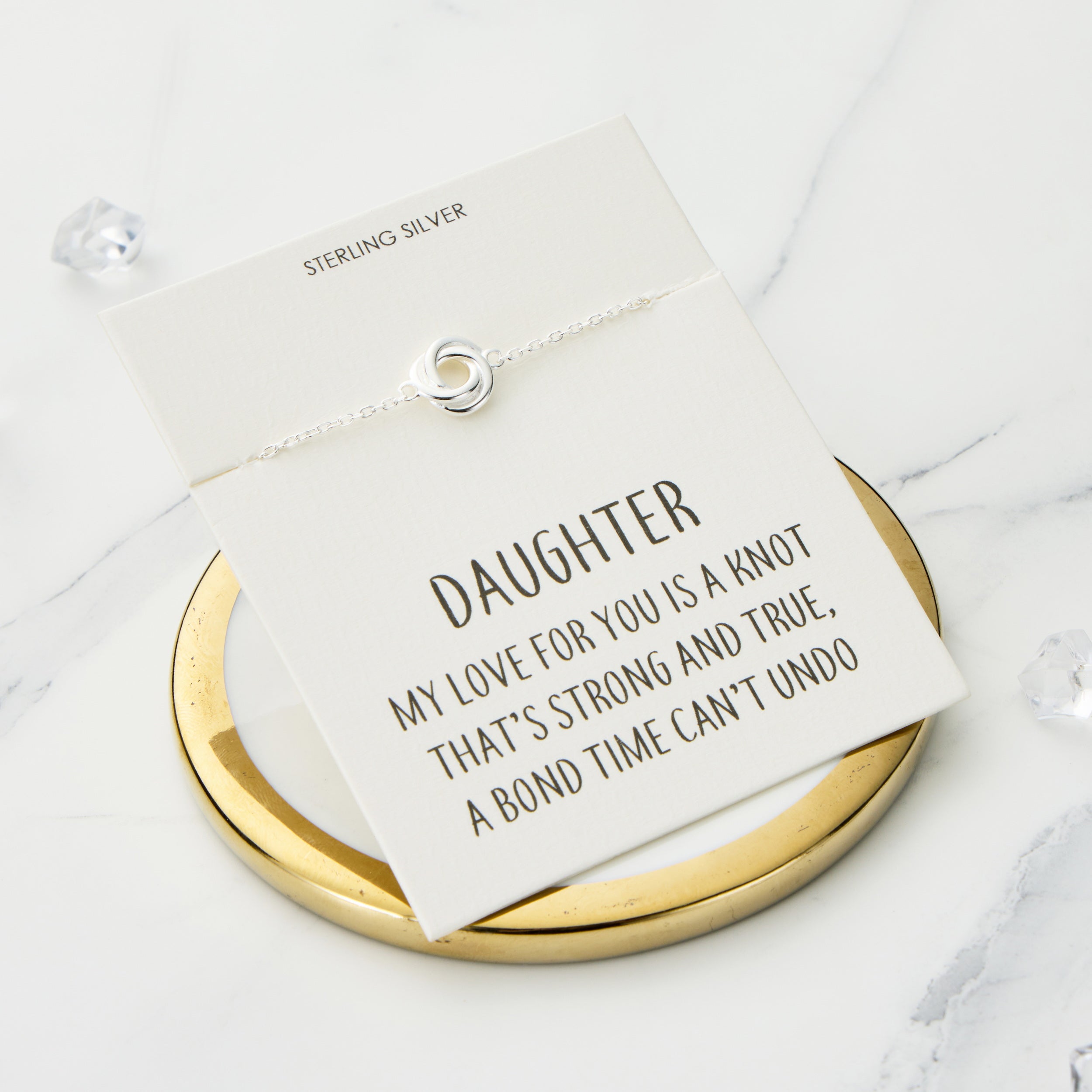 Sterling Silver Daughter Quote Knot Bracelet