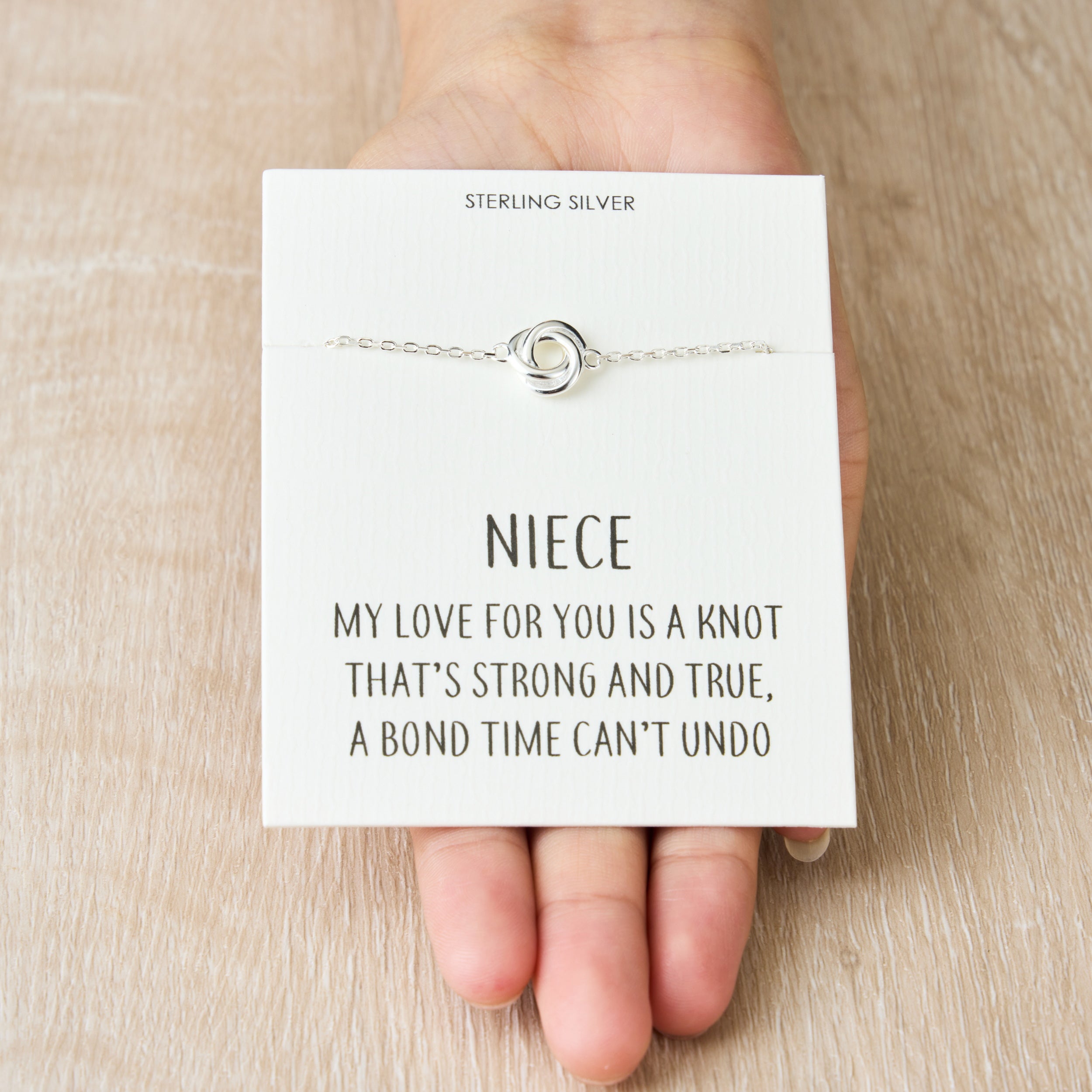 Sterling Silver Niece Quote Knot Bracelet