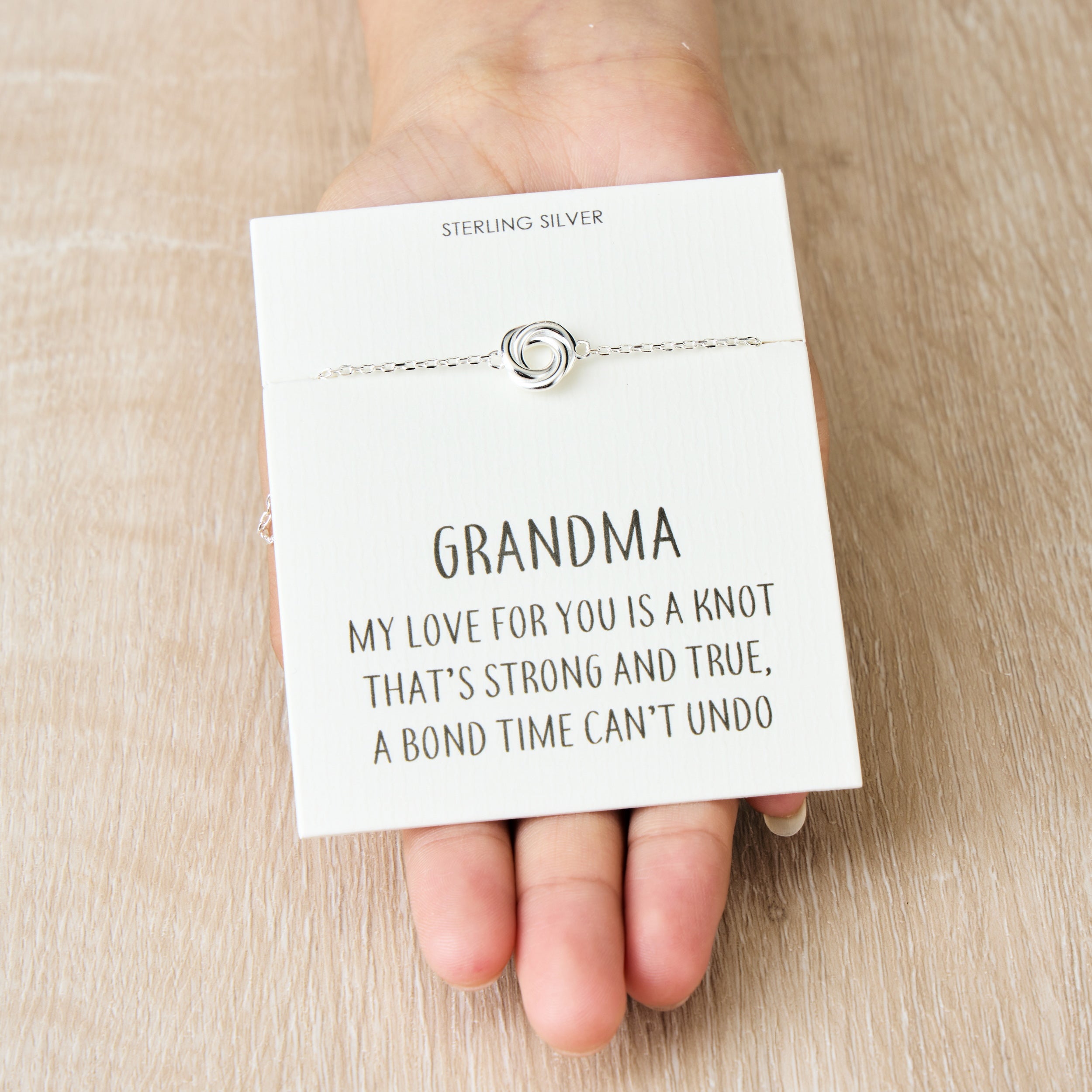 Sterling Silver Grandma Quote Knot Bracelet