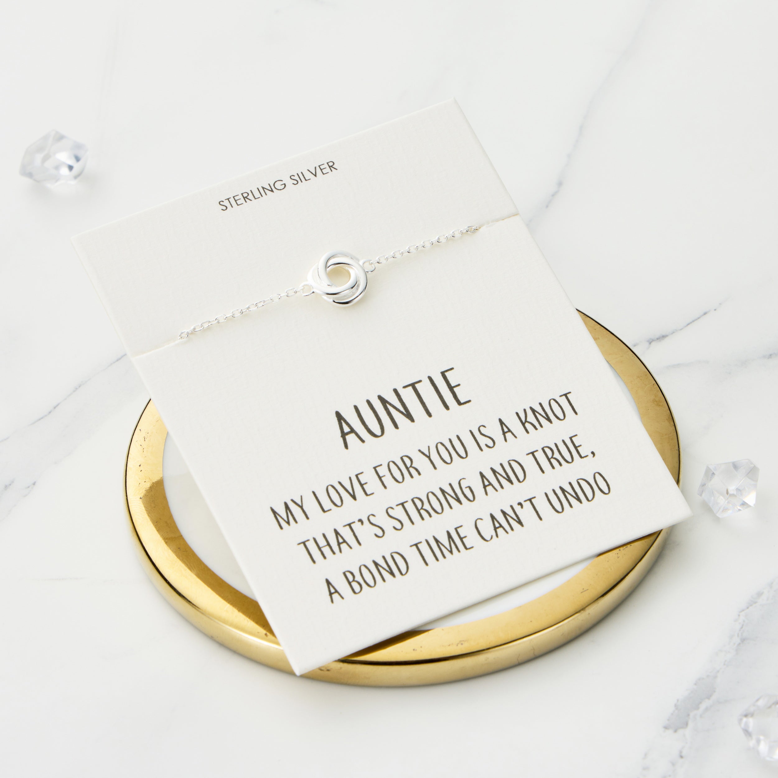 Sterling Silver Auntie Quote Knot Bracelet