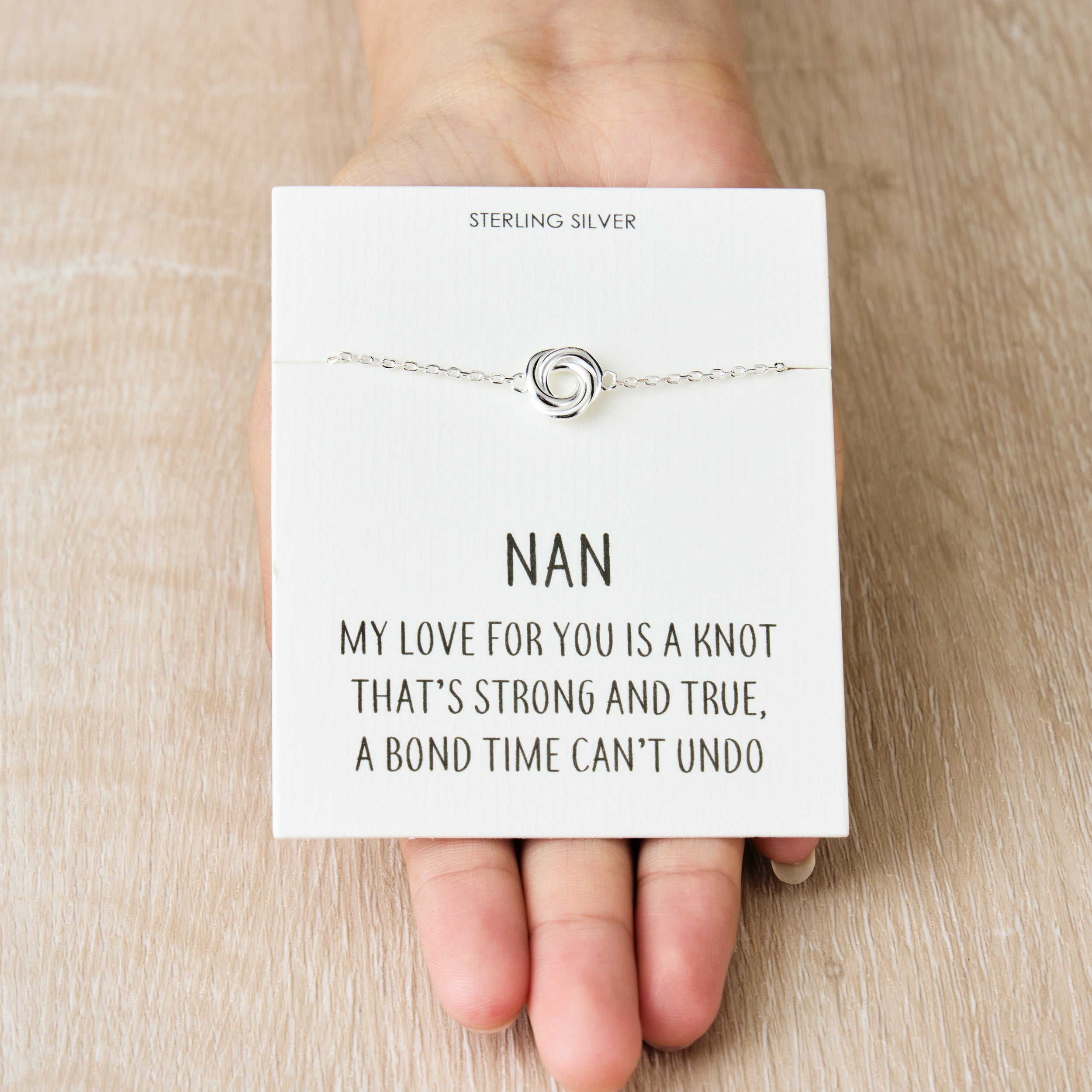 Sterling Silver Nan Quote Knot Bracelet