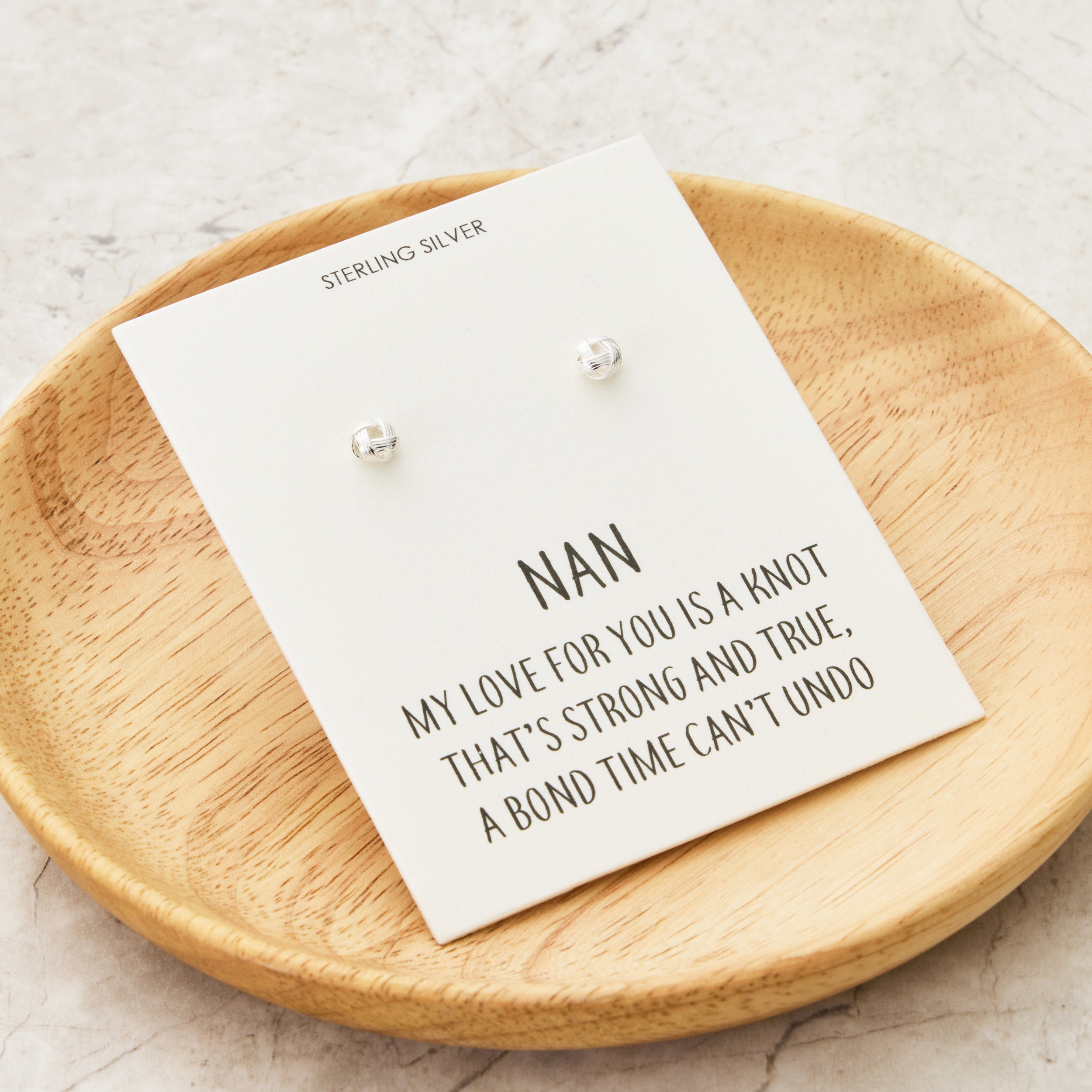 Sterling Silver Nan Quote Knot Earrings