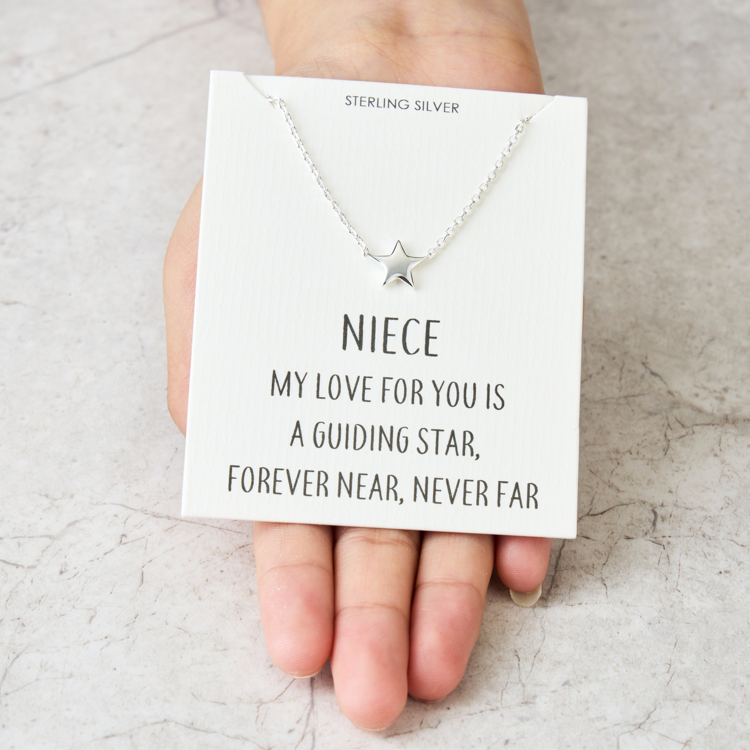 Sterling Silver Niece Quote Star Necklace