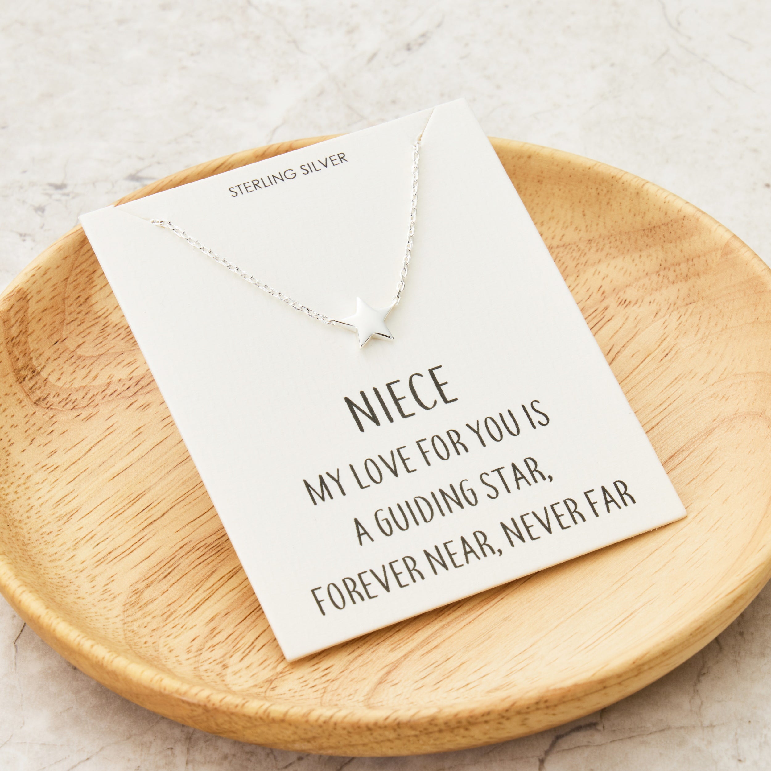 Sterling Silver Niece Quote Star Necklace