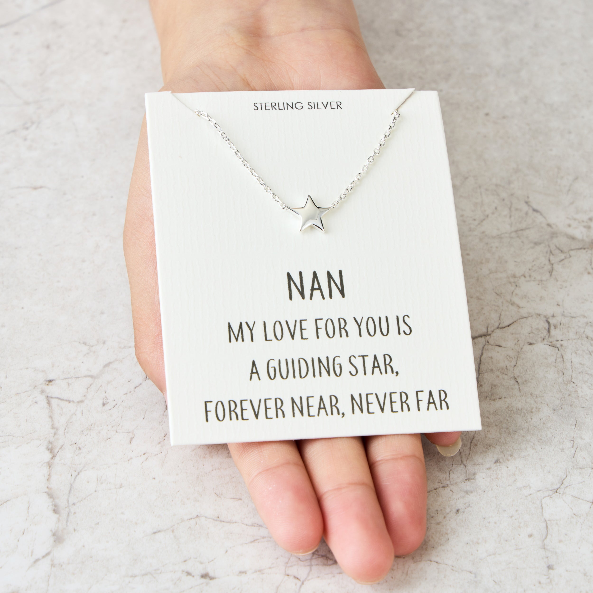 Sterling Silver Nan Quote Star Necklace