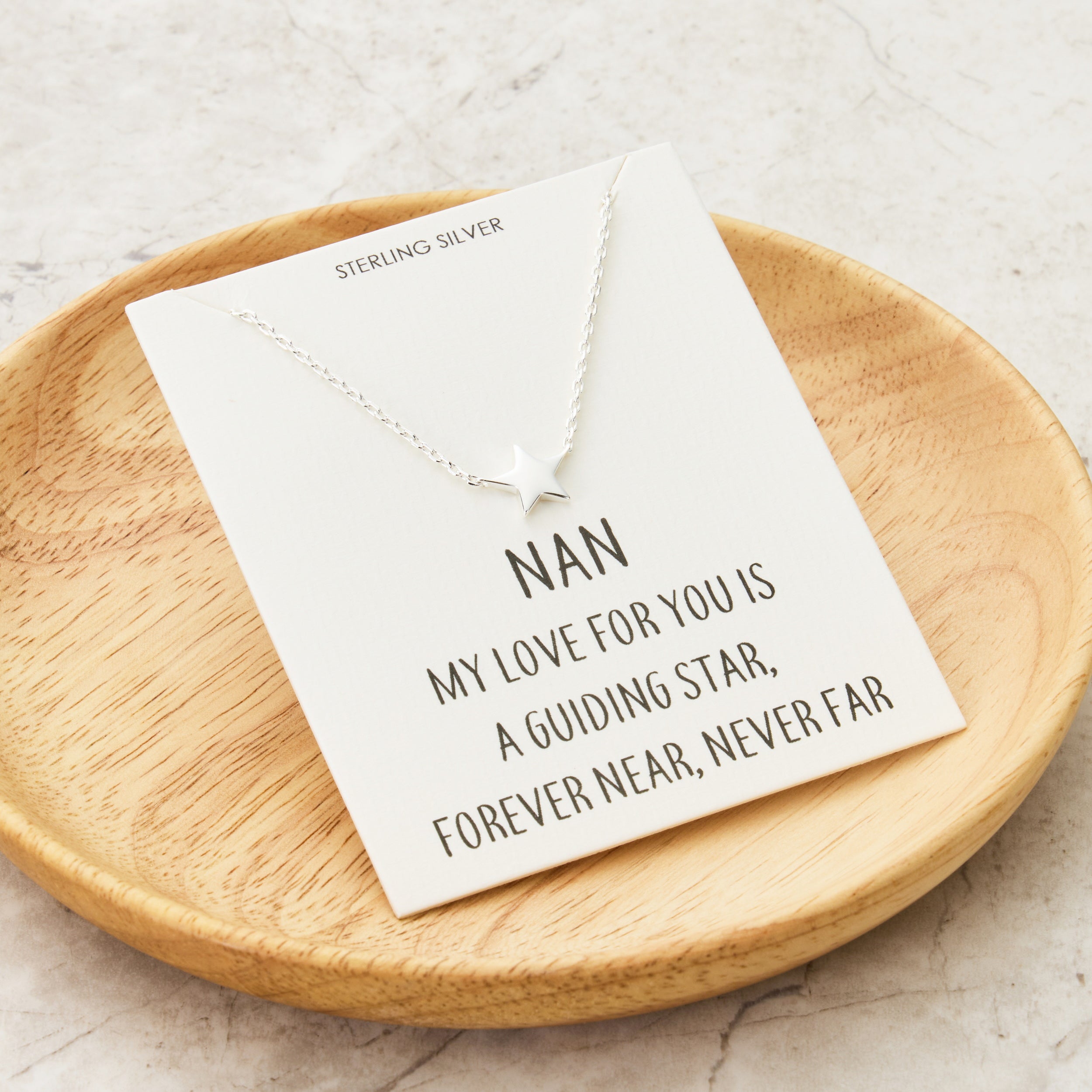 Sterling Silver Nan Quote Star Necklace