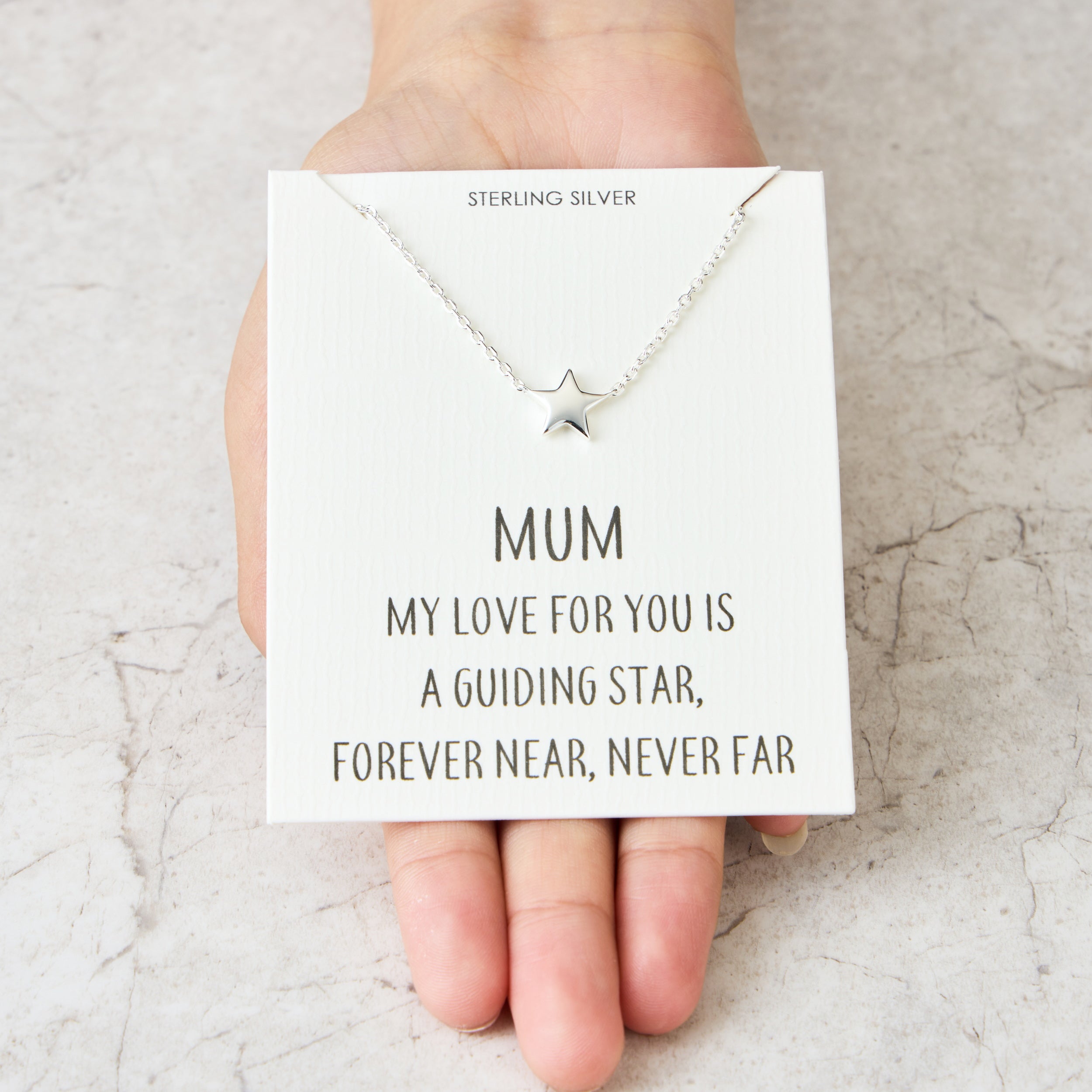 Sterling Silver Mum Quote Star Necklace