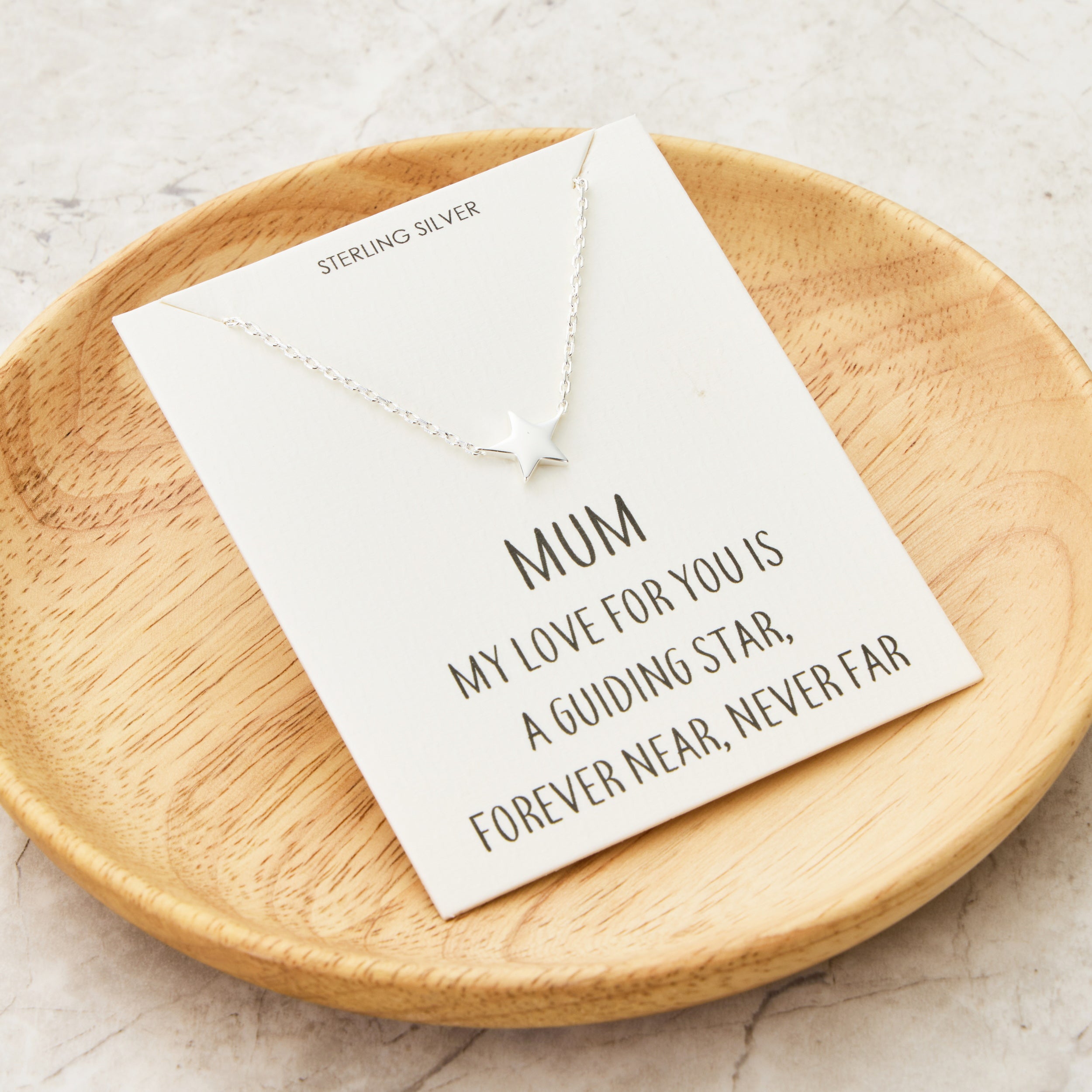 Sterling Silver Mum Quote Star Necklace