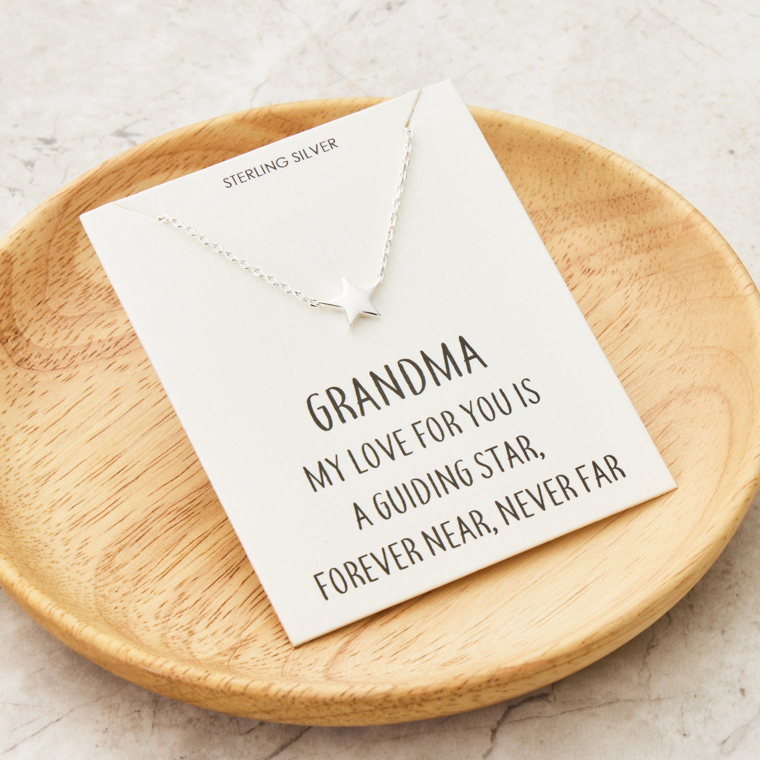 Sterling Silver Grandma Quote Star Necklace