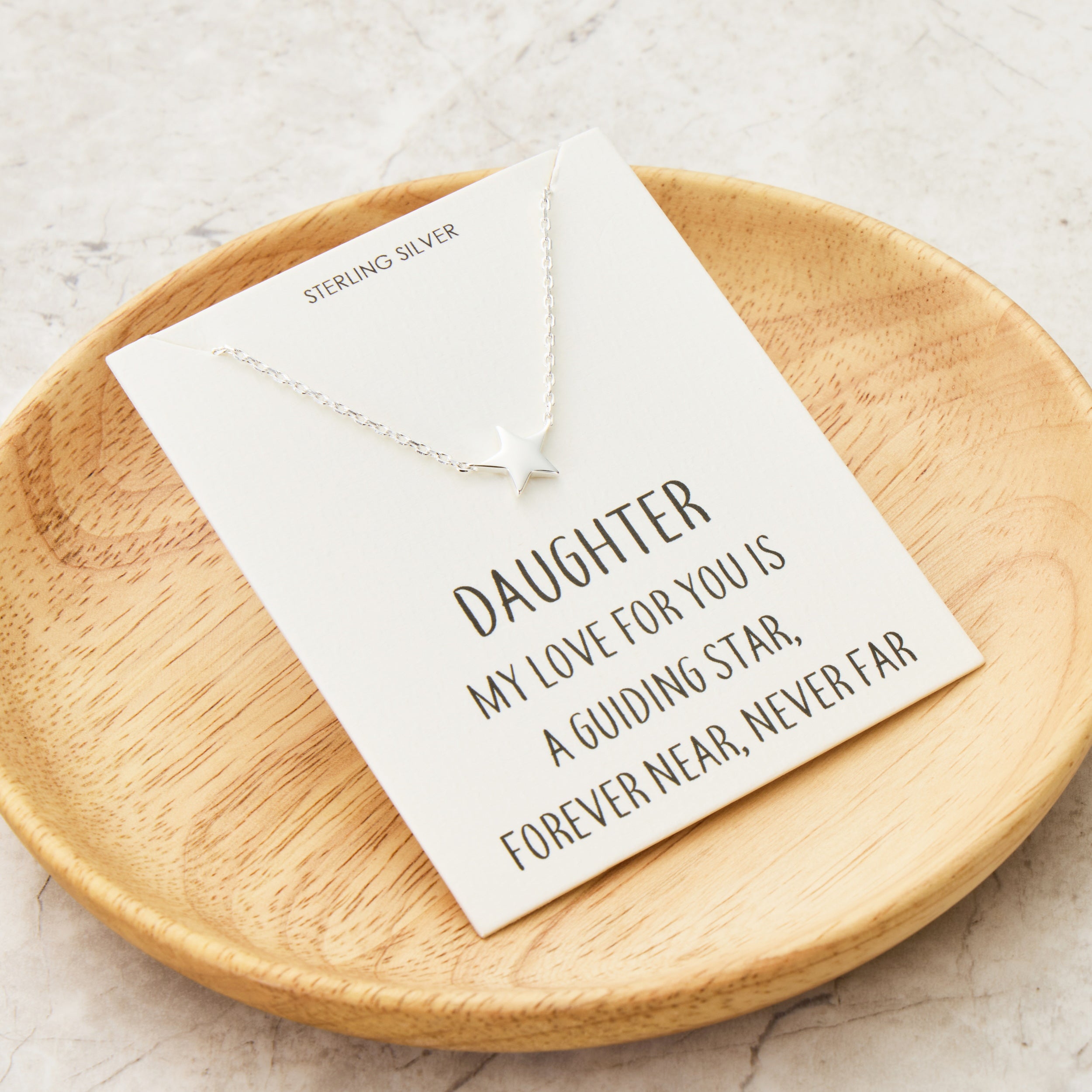 Sterling Silver Daughter Quote Star Necklace