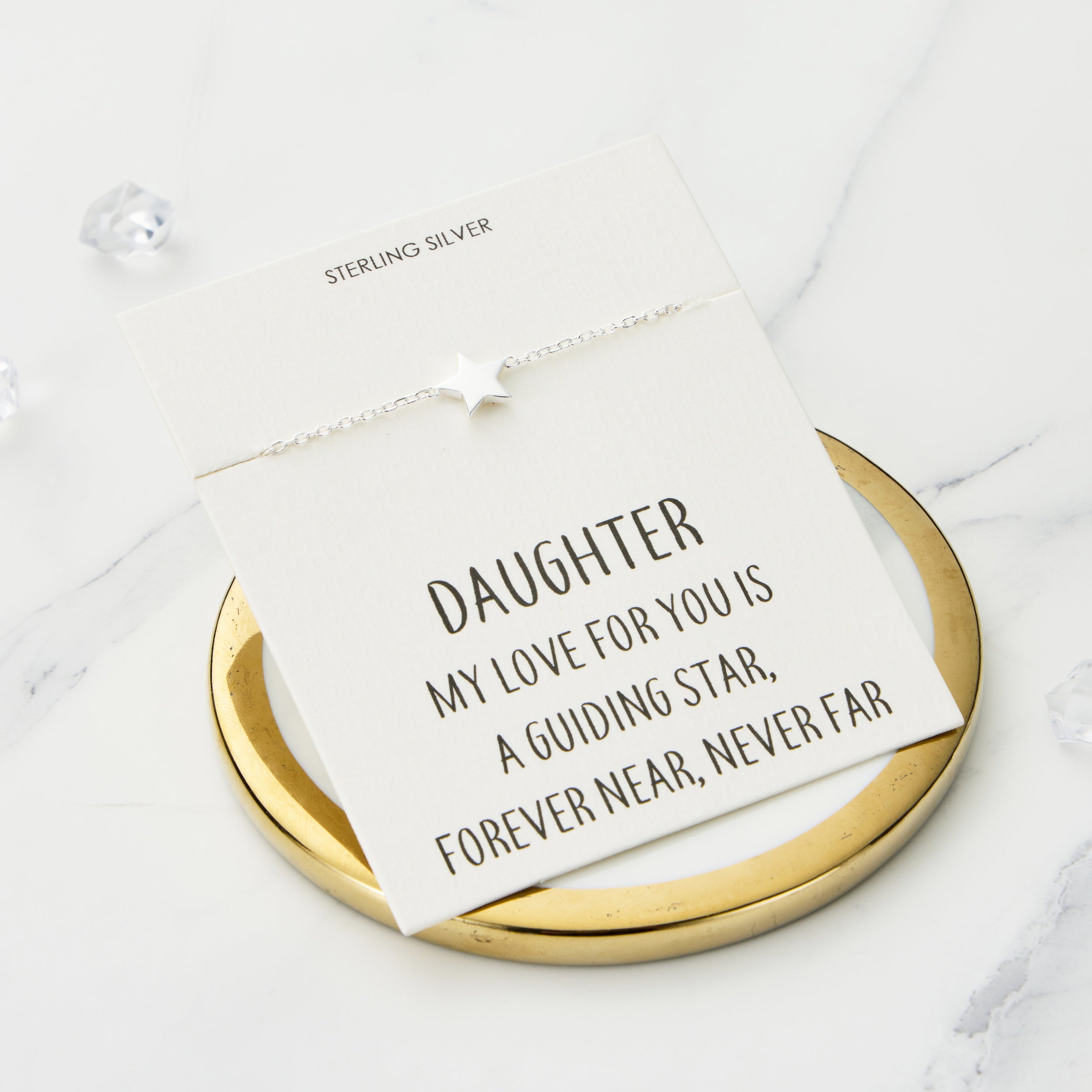 Sterling Silver Daughter Quote Star Bracelet