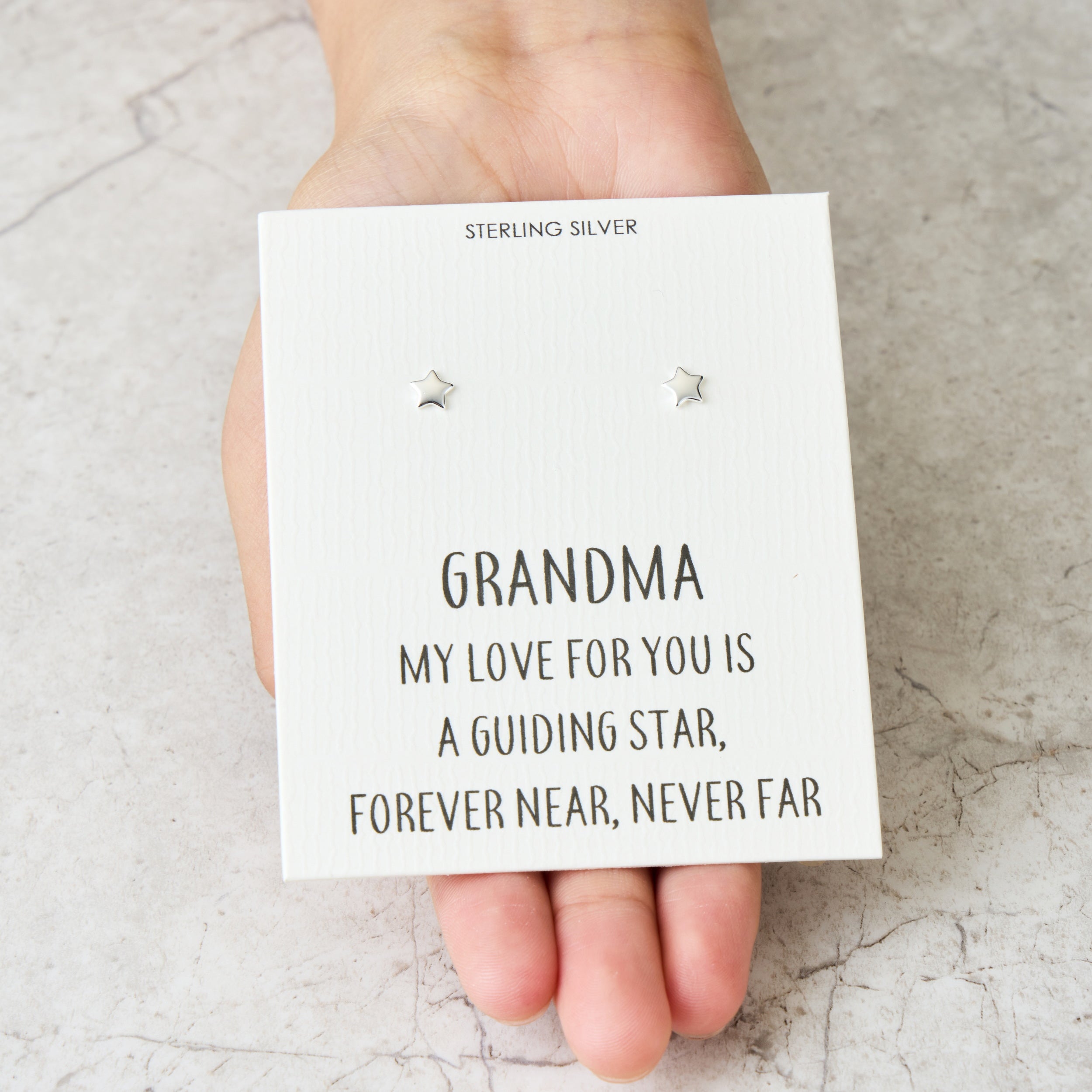 Sterling Silver Grandma Quote Star Earrings