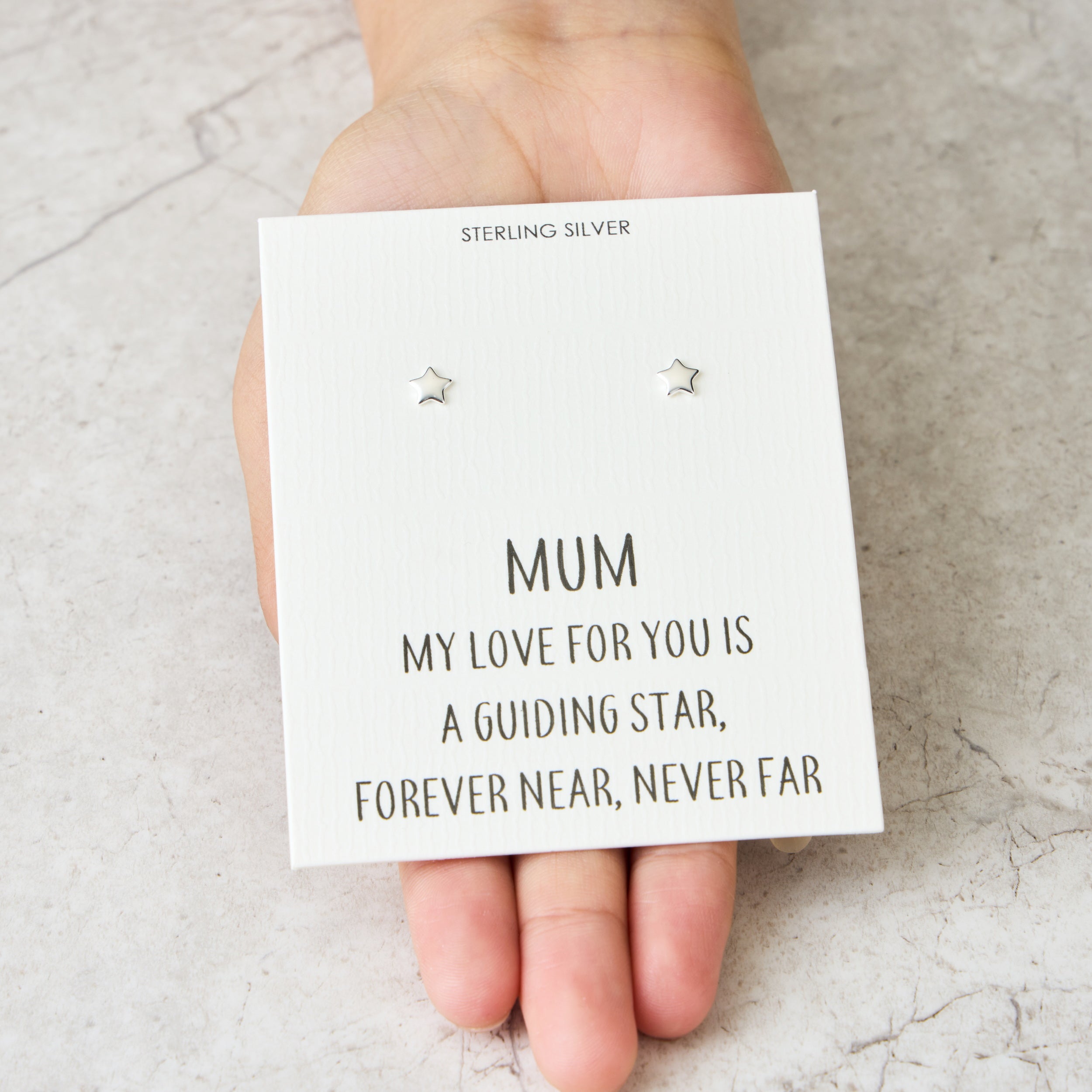 Sterling Silver Mum Quote Star Earrings