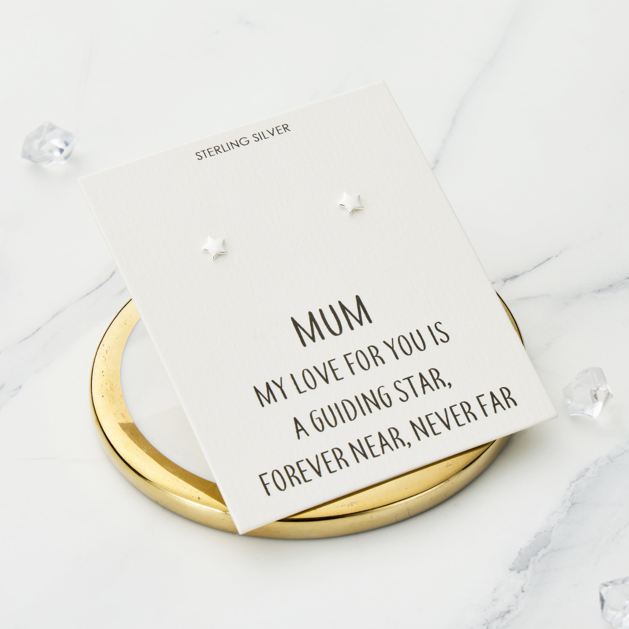 Sterling Silver Mum Quote Star Earrings