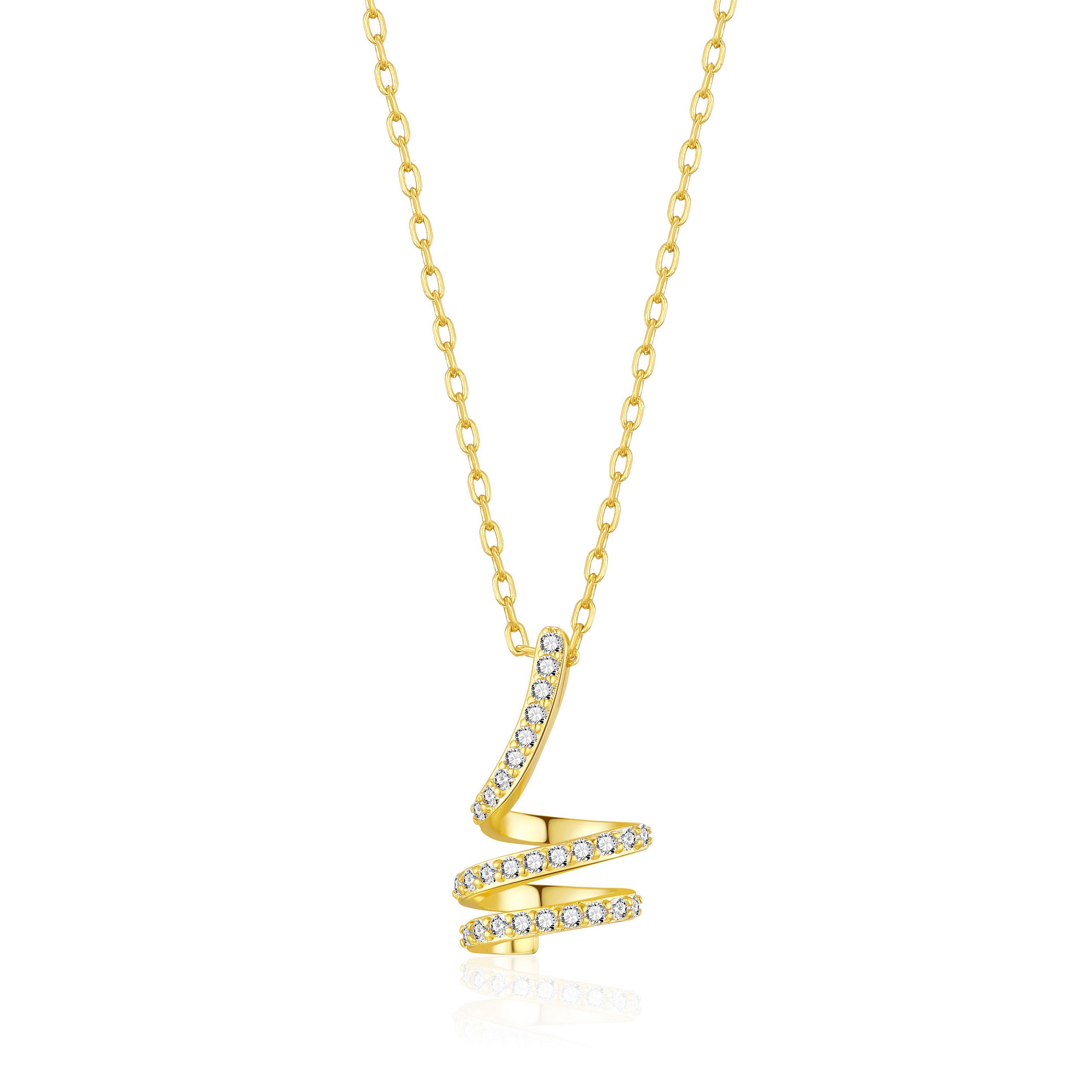 Gold Plated Spiral Twist Necklace Created with Zircondia® Crystals