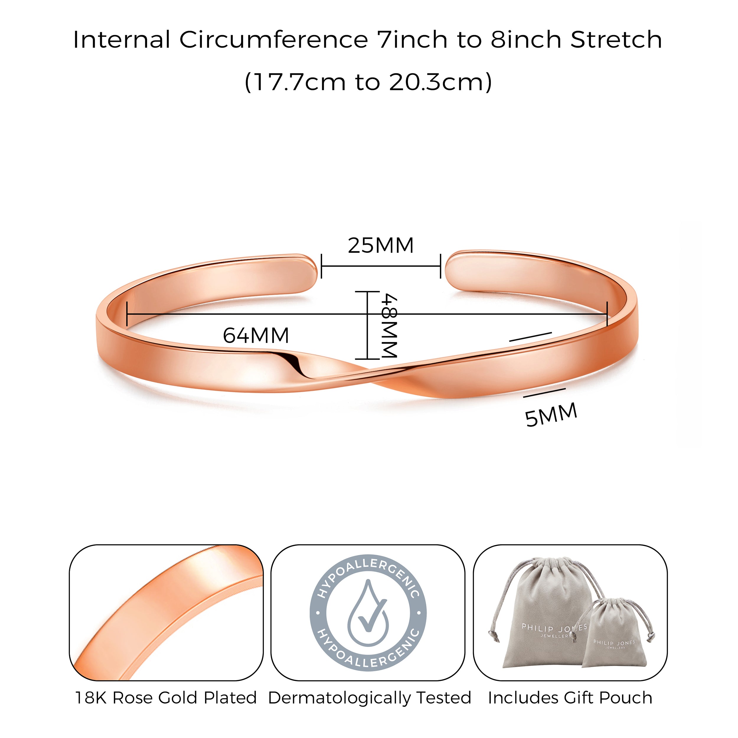 Rose Gold Plated Twist Cuff Bangle