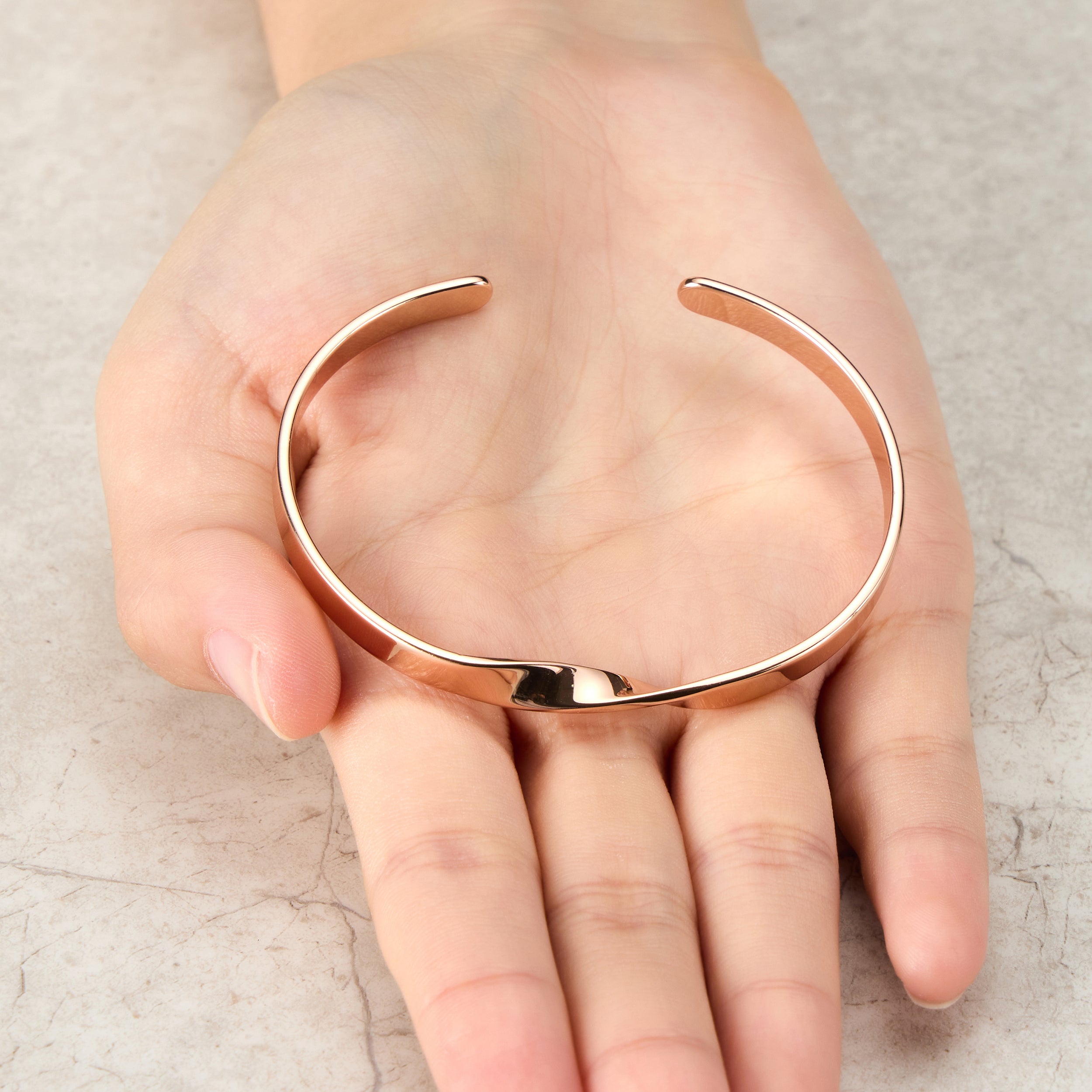 Rose Gold Plated Twist Cuff Bangle