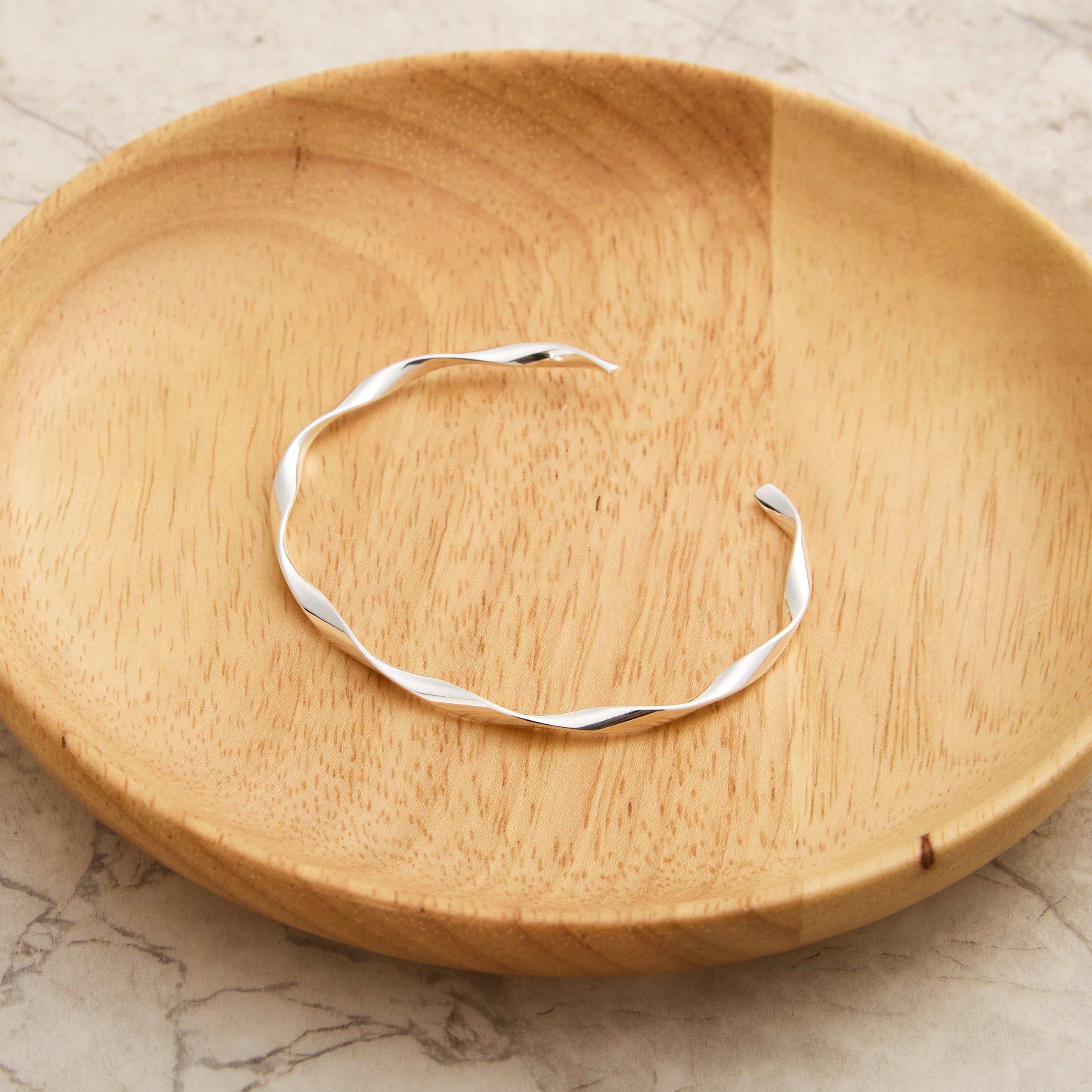 Silver Plated Spiral Cuff Bangle