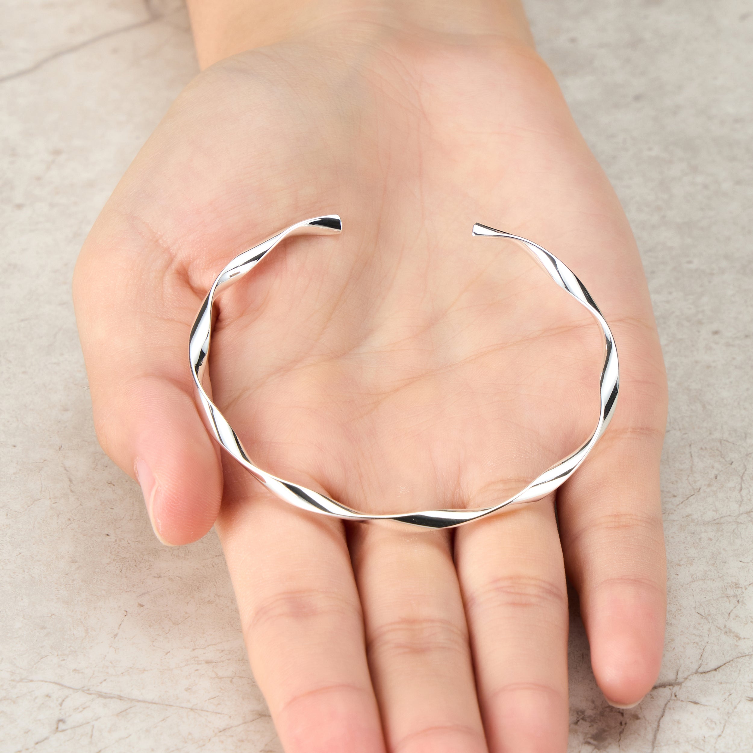 Silver Plated Spiral Cuff Bangle