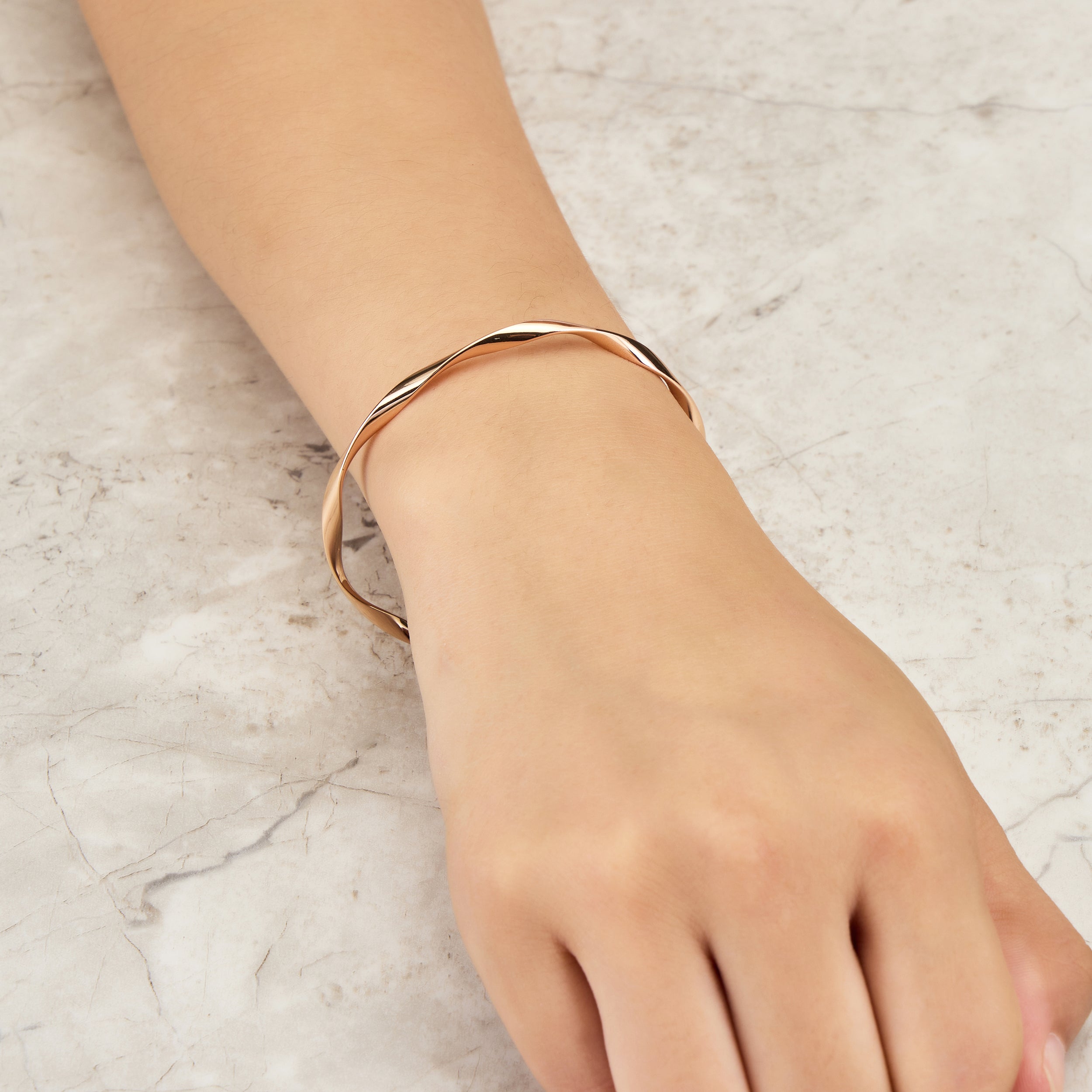 Rose Gold Plated Spiral Cuff Bangle