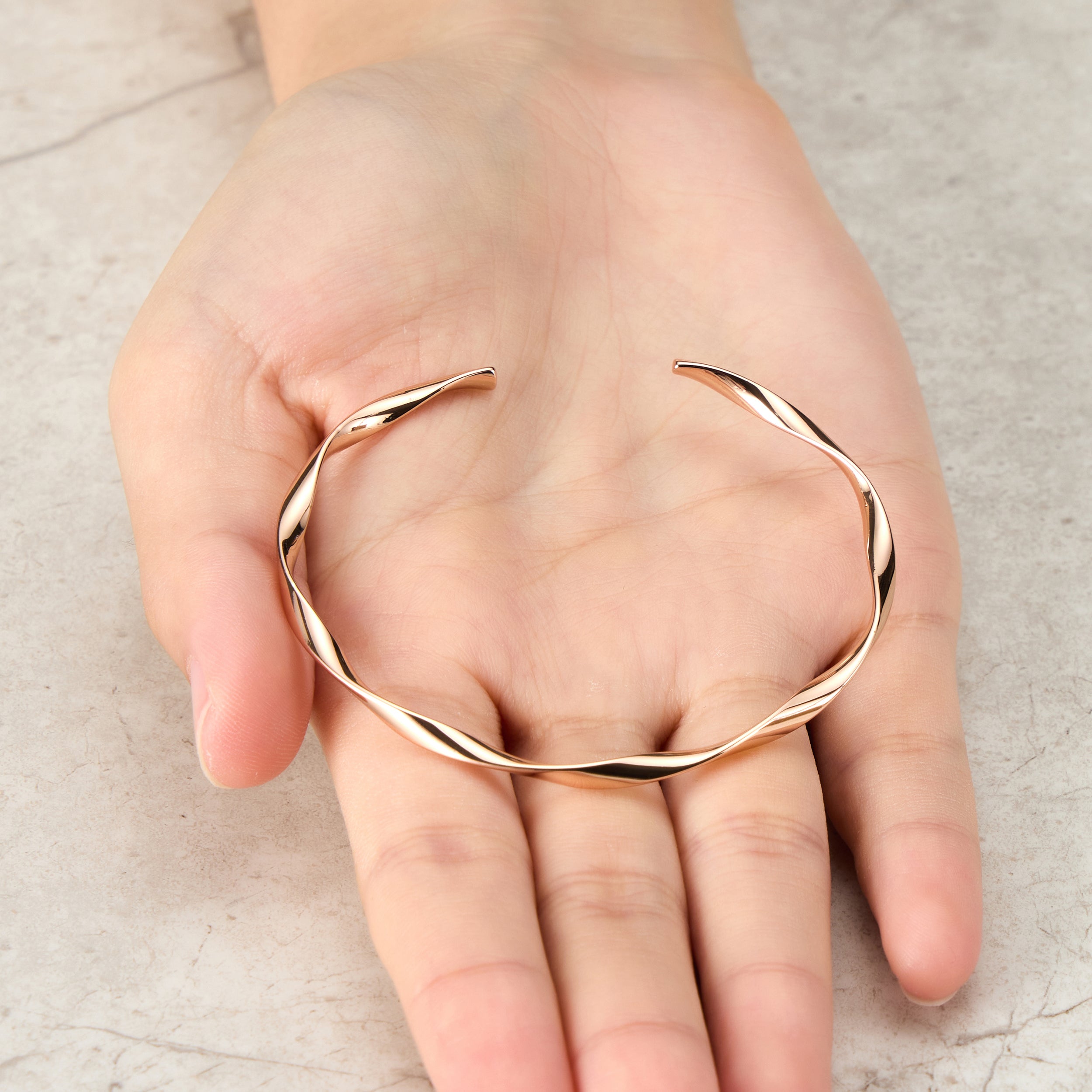 Rose Gold Plated Spiral Cuff Bangle