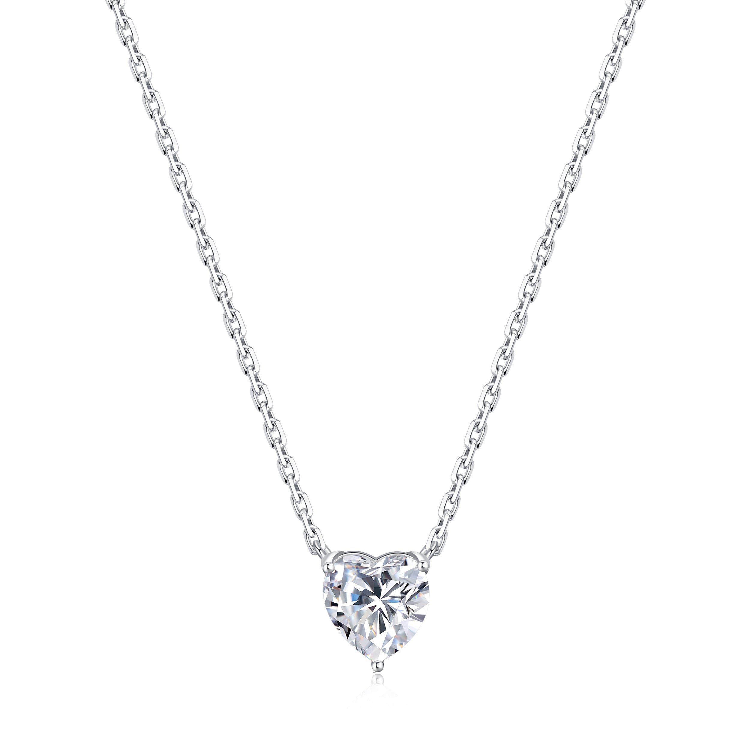 Sterling Silver Heart Solitaire Necklace Created with Zircondia® Crystals